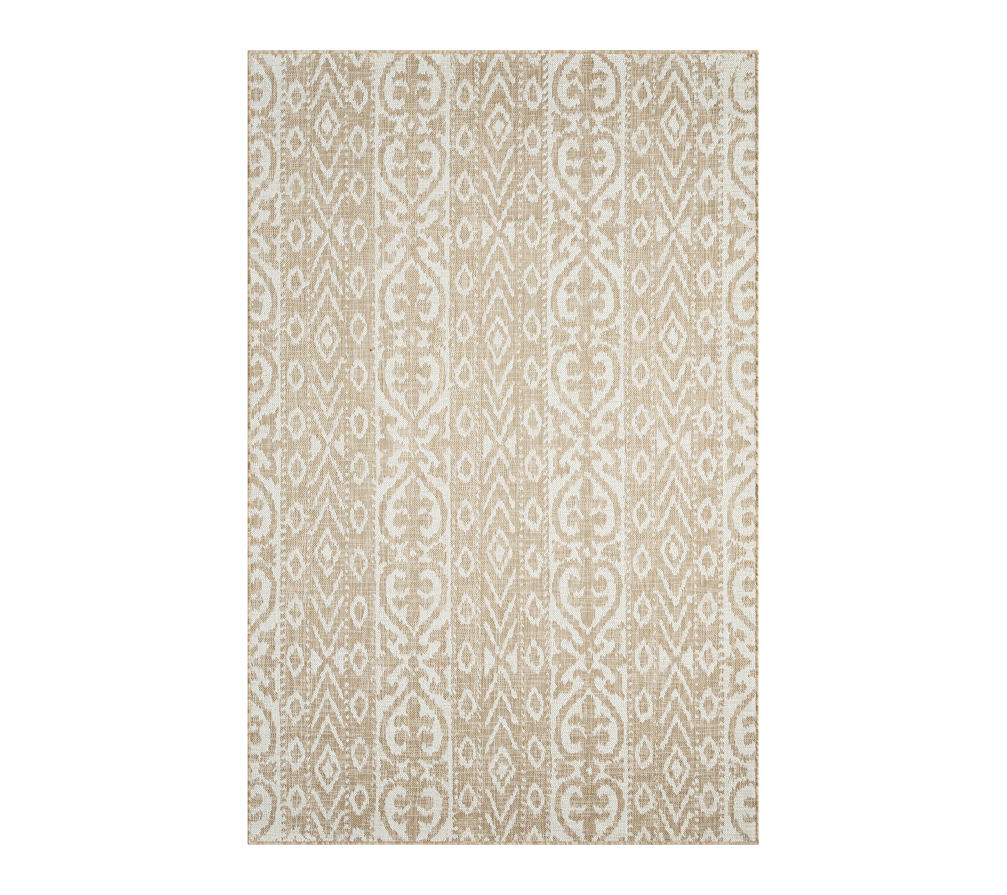 Ox Bay Beige/Ivory Ikat Transitional Polypropylene Outdoor Rug