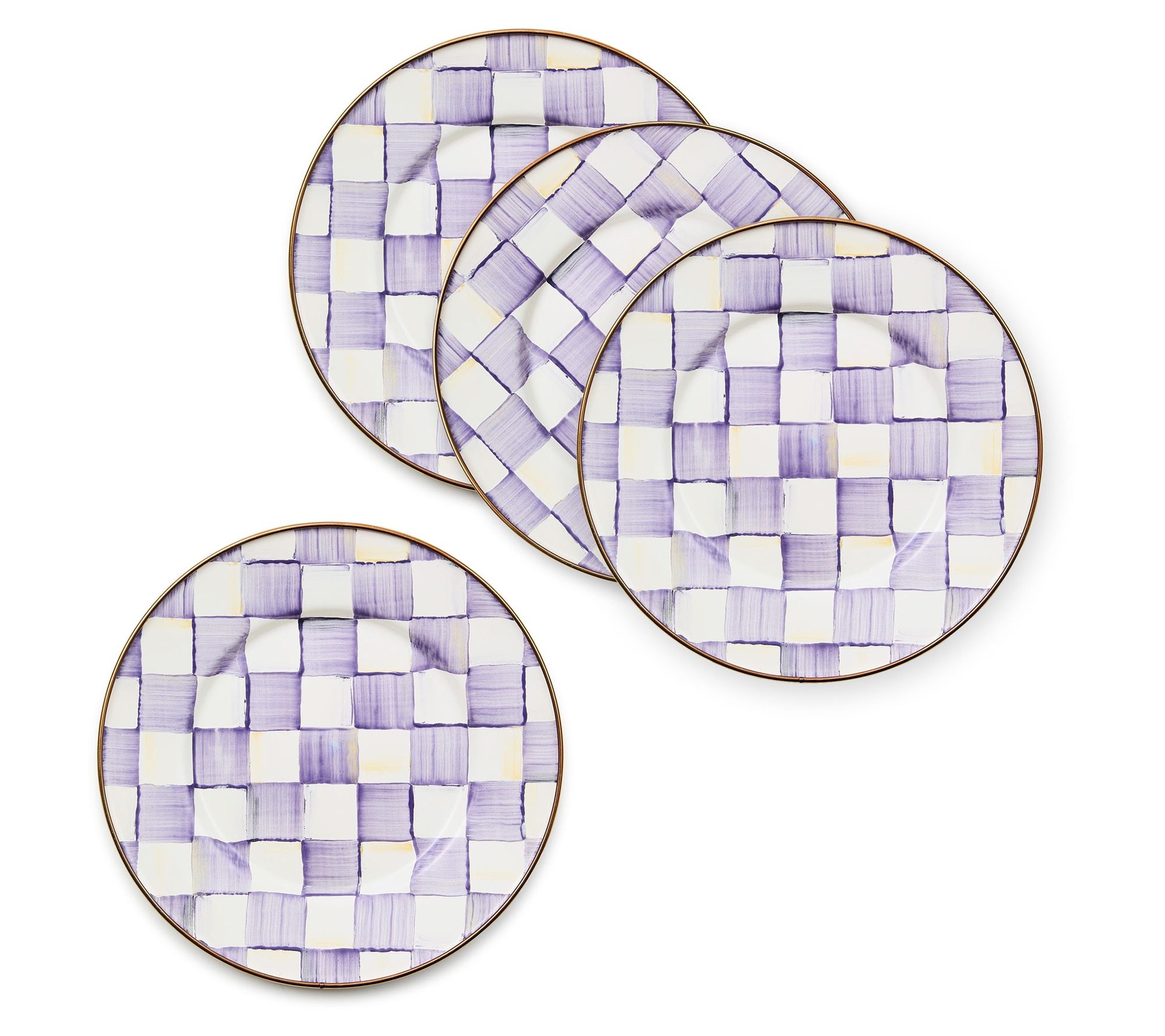 MacKenzie- Childs S/4 Violet Check Salad Plates