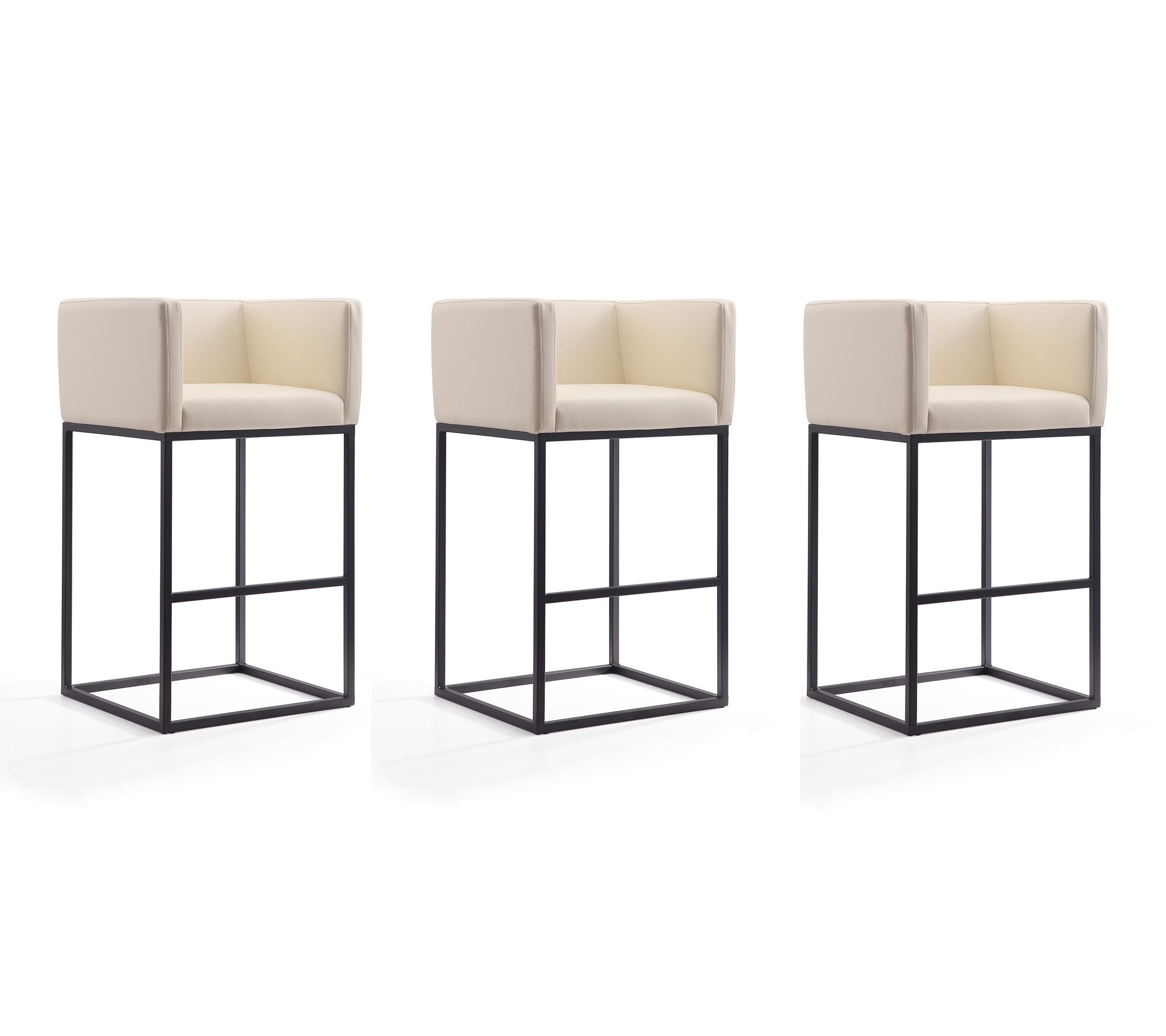 Manhattan Comfort Embassy Metal Upholstered Barstool- Set of 3