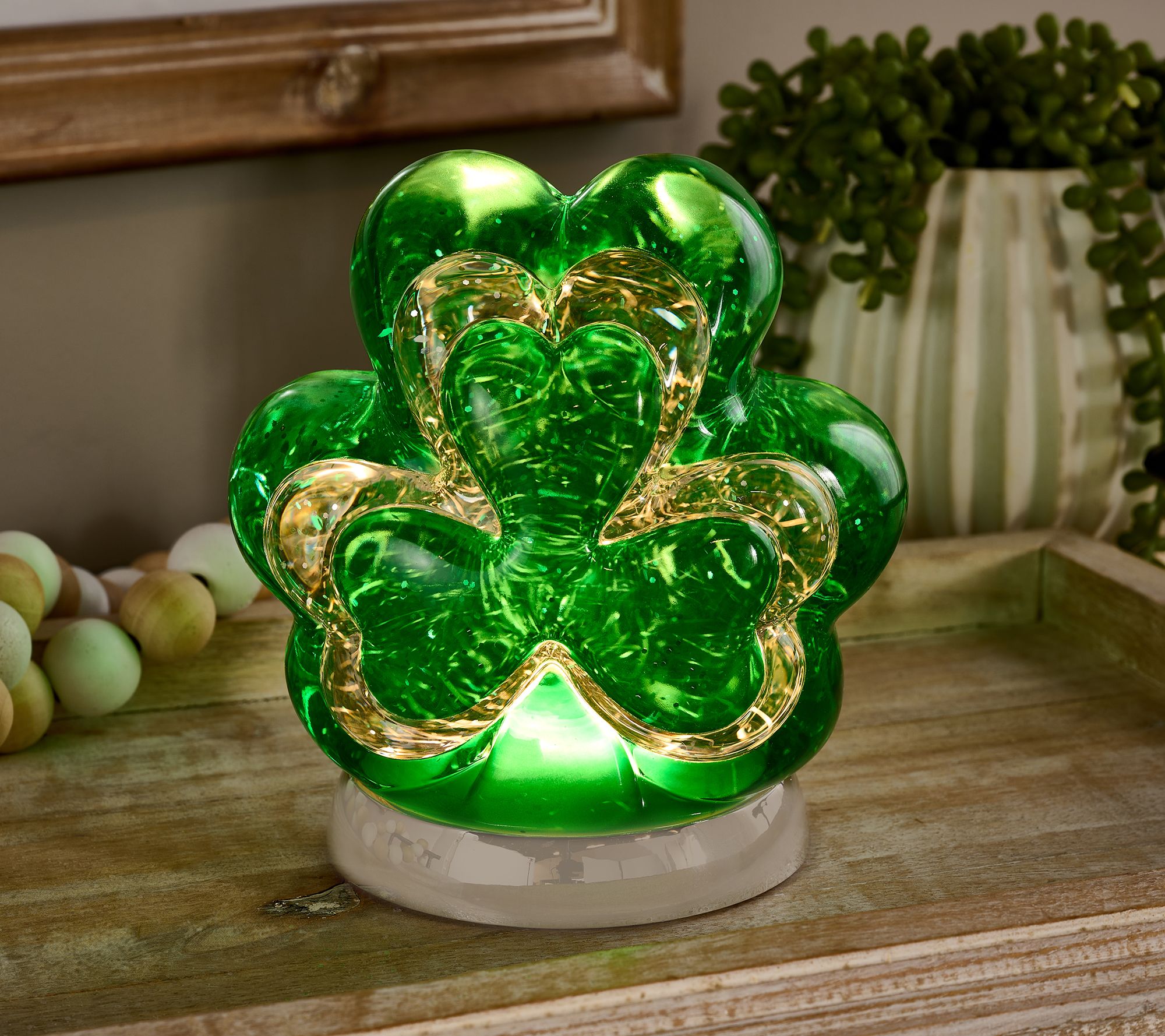 "As Is" Illuminated Glitter Shamrock by Valerie