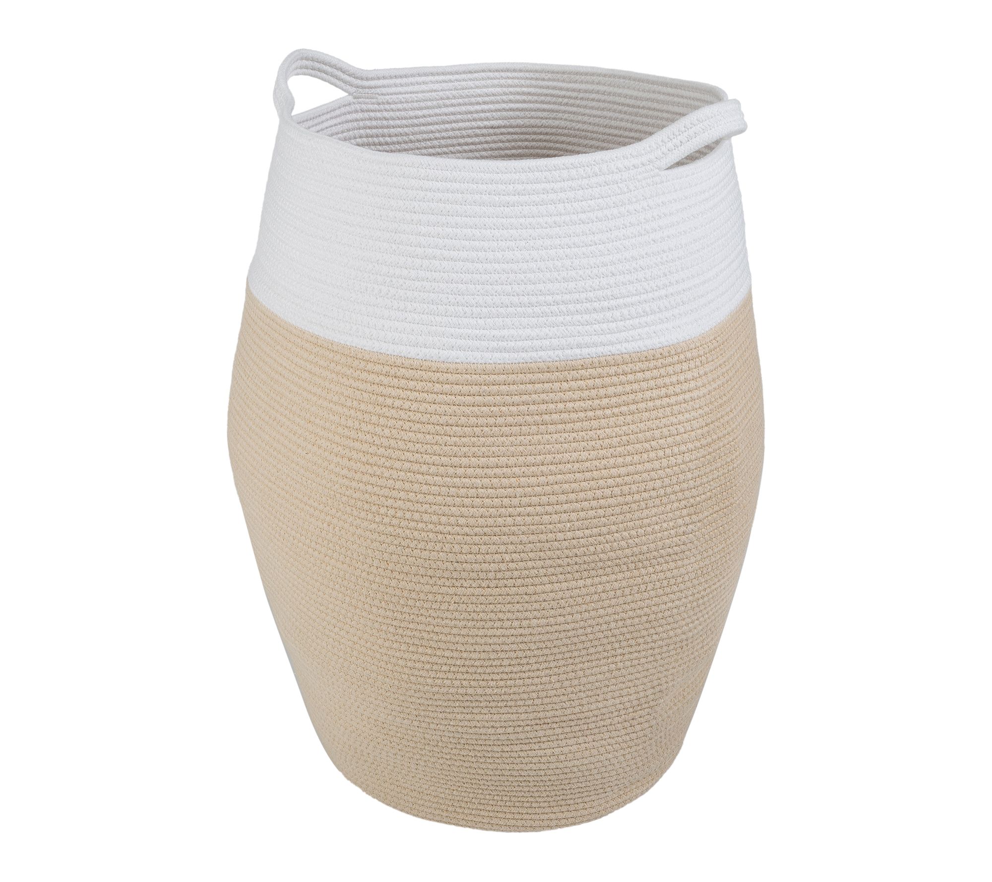 Home-Complete Basket Curved Cotton Rope Basketwith Handles