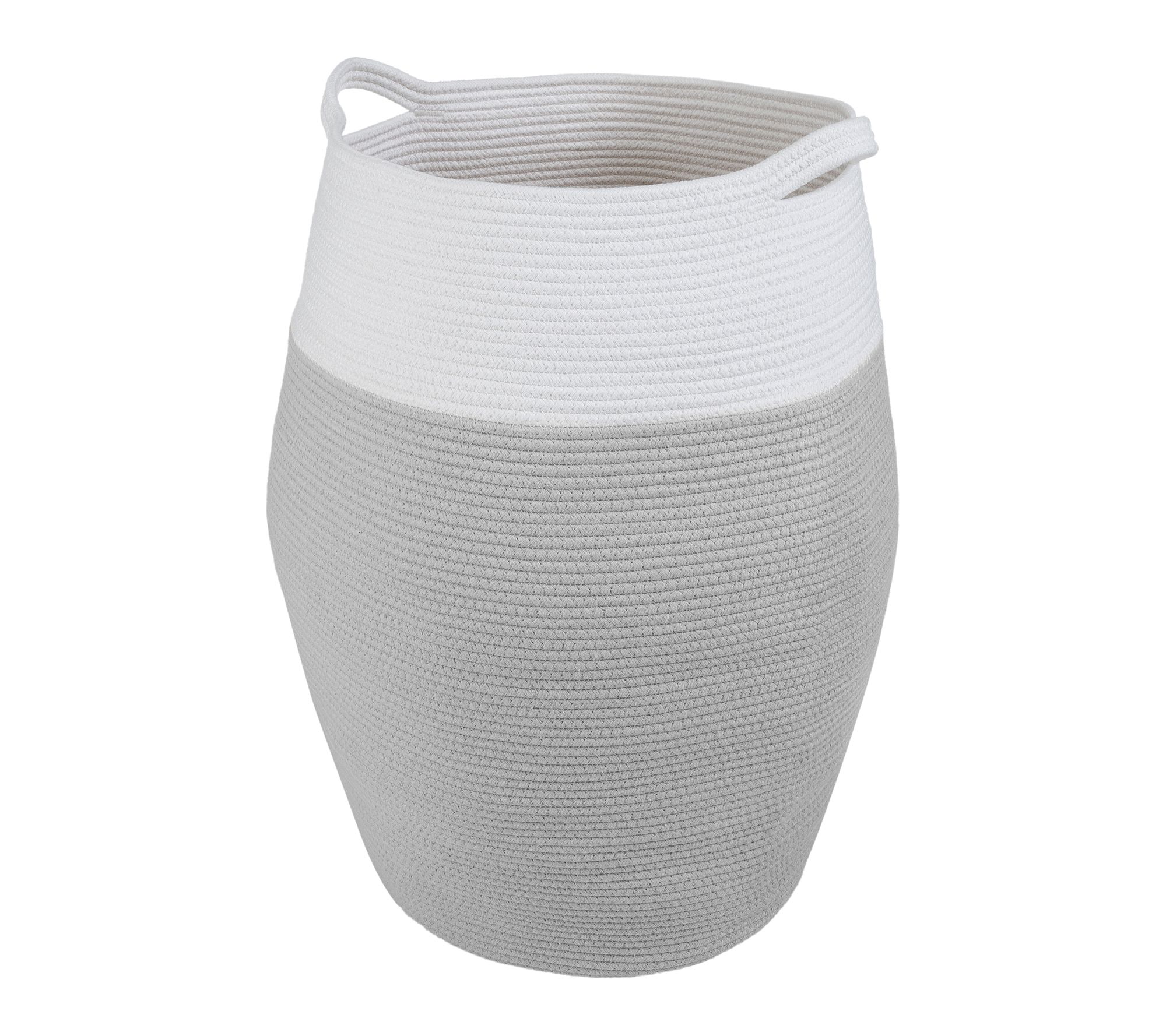 Home-Complete Basket Curved Cotton Rope Basketwith Handles