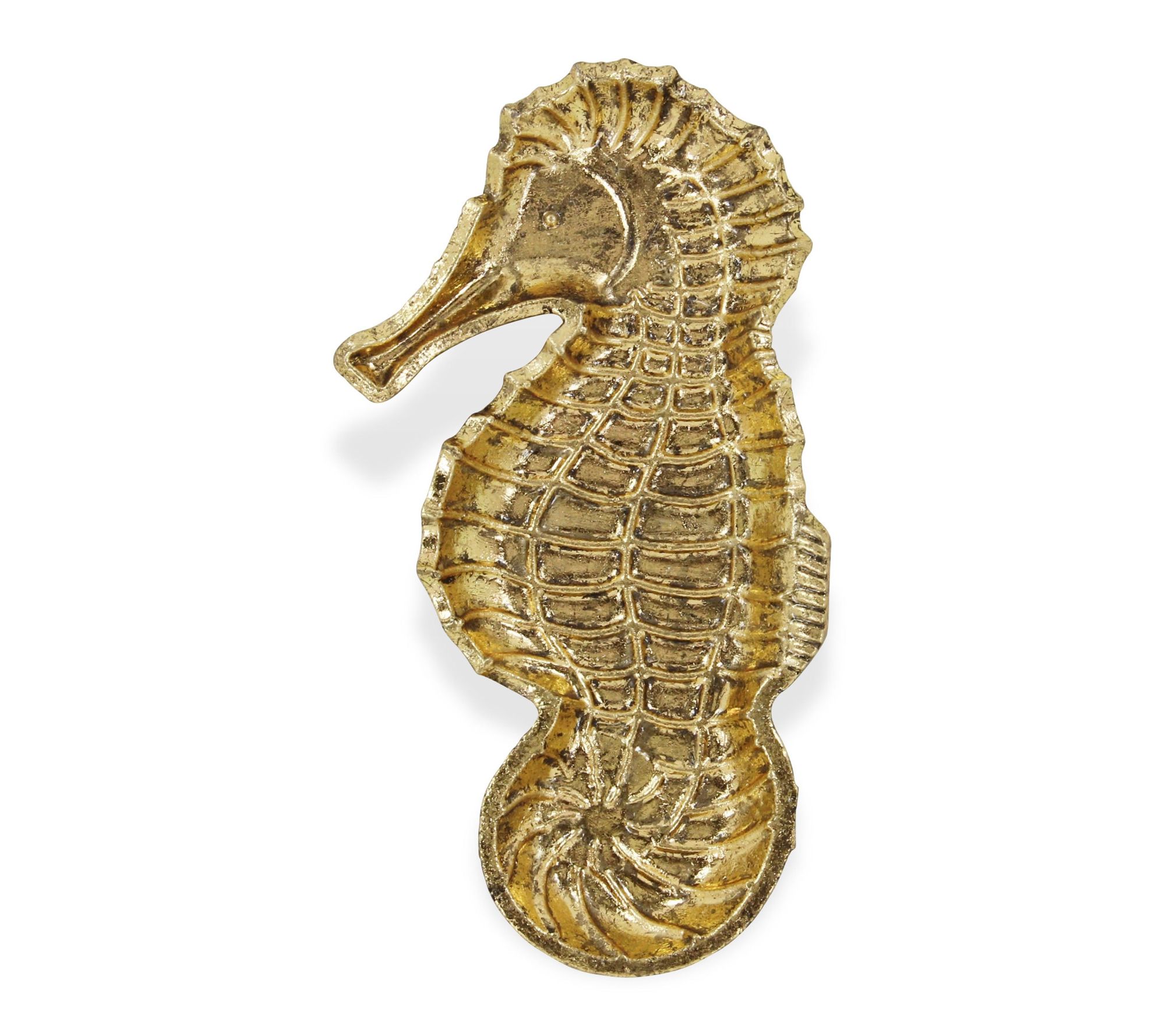 HomeRoots 10" Gold Sea Horse Cast Iron Vanity Tray