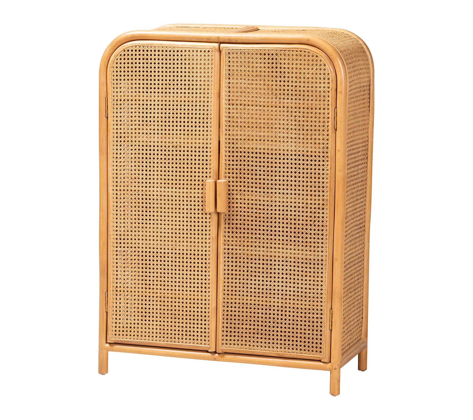 bali & pari Curacao Light Honey Rattan 2-Door Storage Cabinet