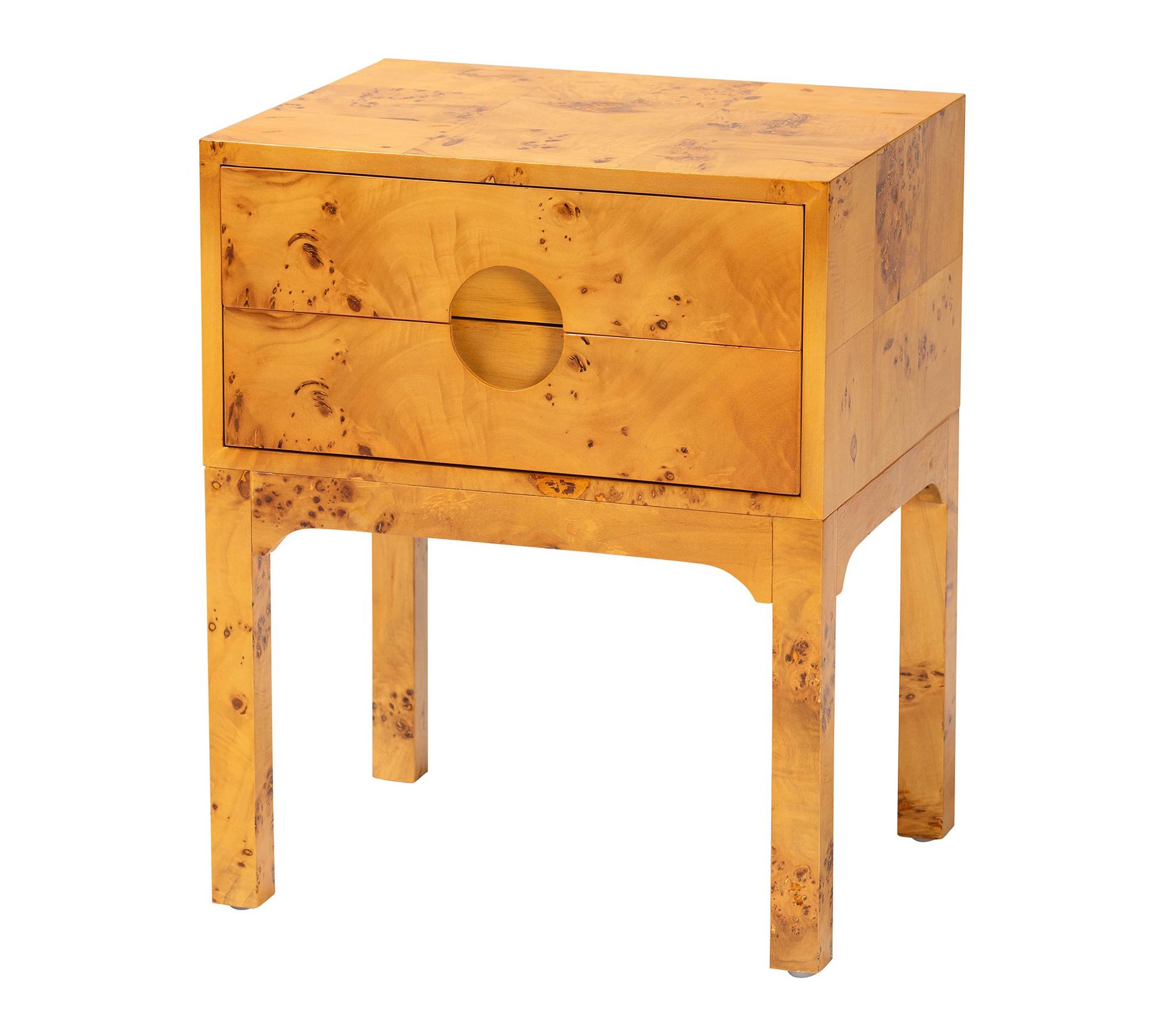 bali & pari Kayla Light Mappa Real Burl Wood Nightstand
