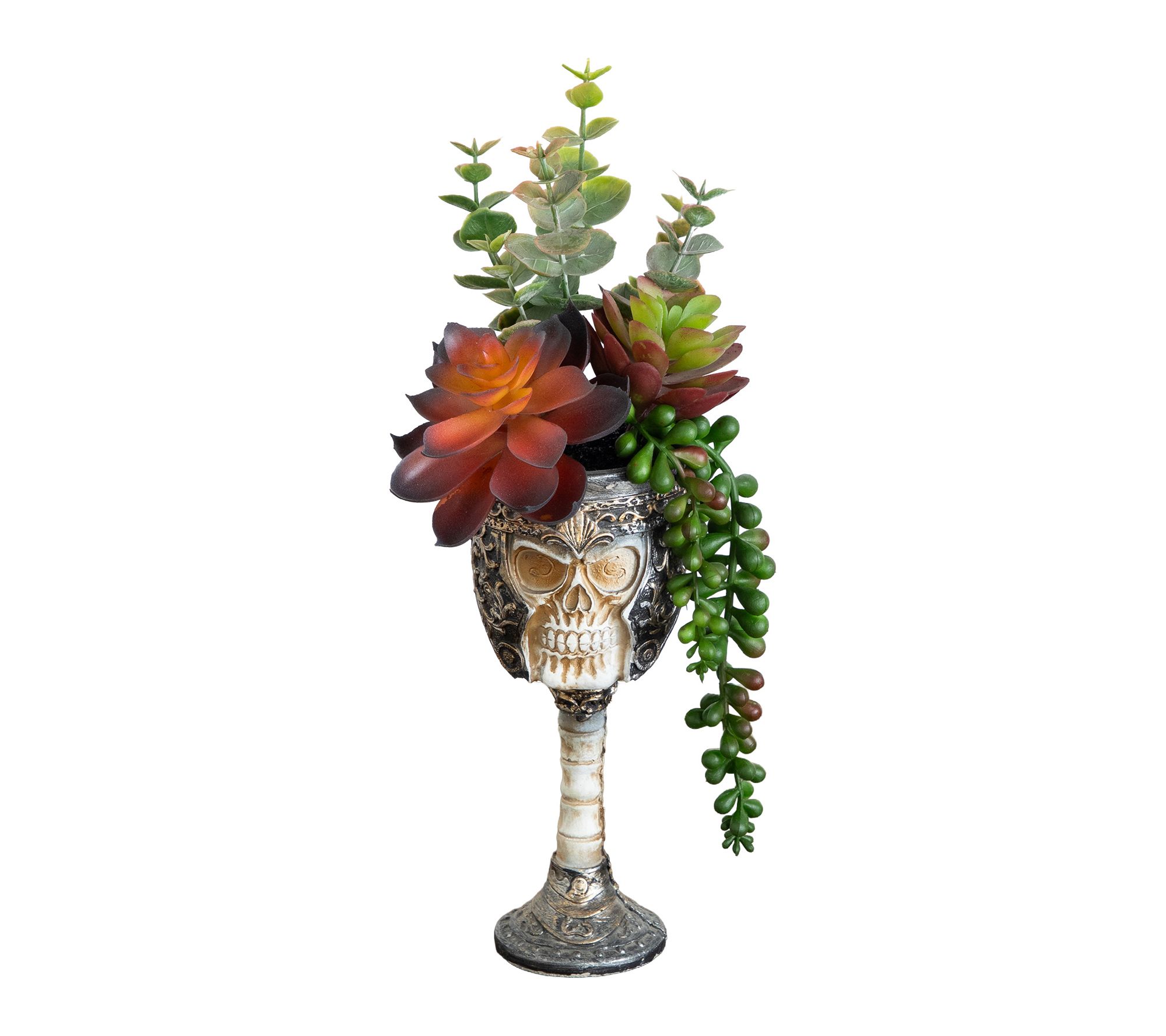 11-in Garden in Skull Chalice Planter by Nearly Natural