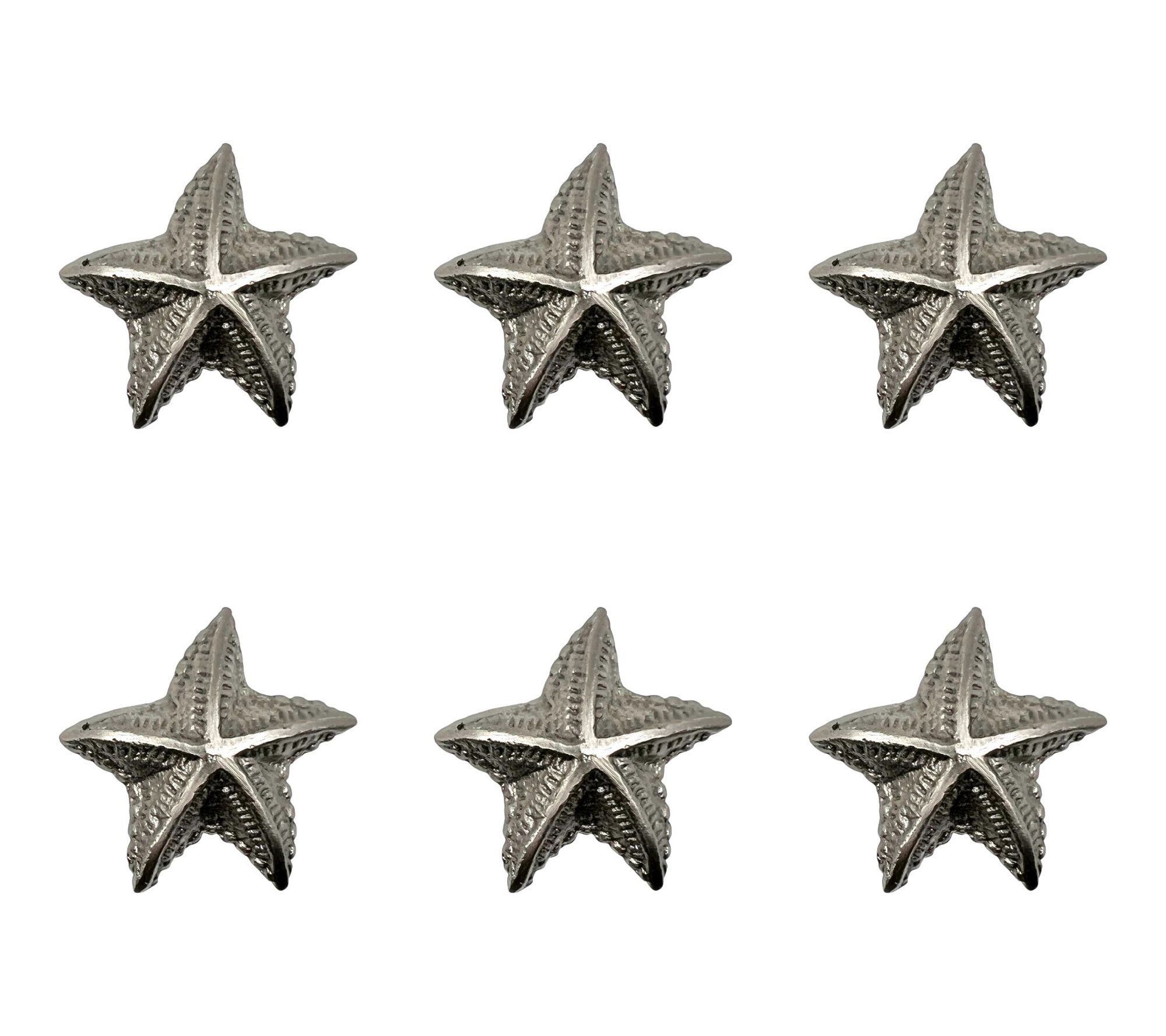 HomeRoots Set of 6 Silver Starfish Iron Drawer Knobs