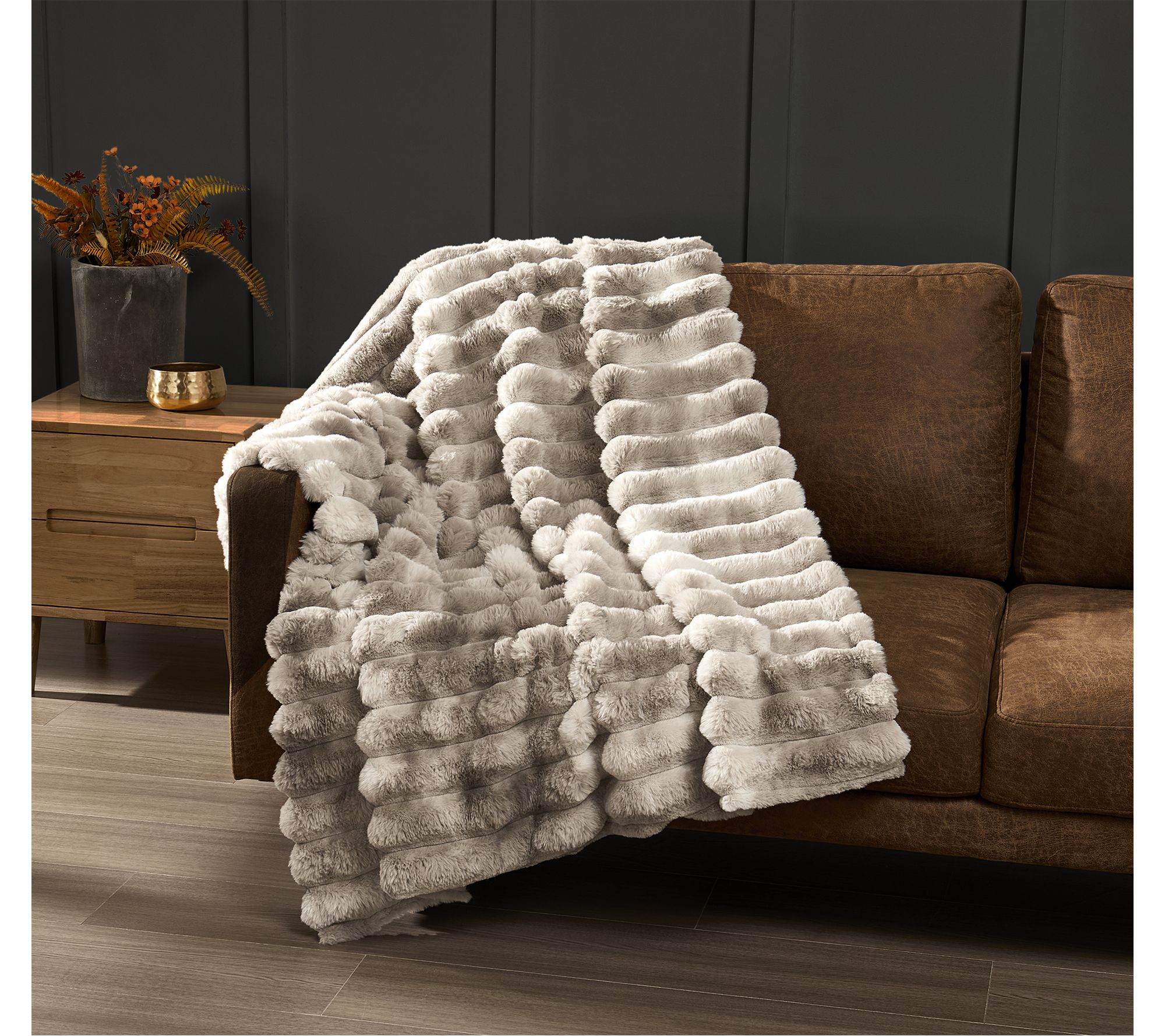 Frye Haze Channel Faux Fur 50x70 Throw