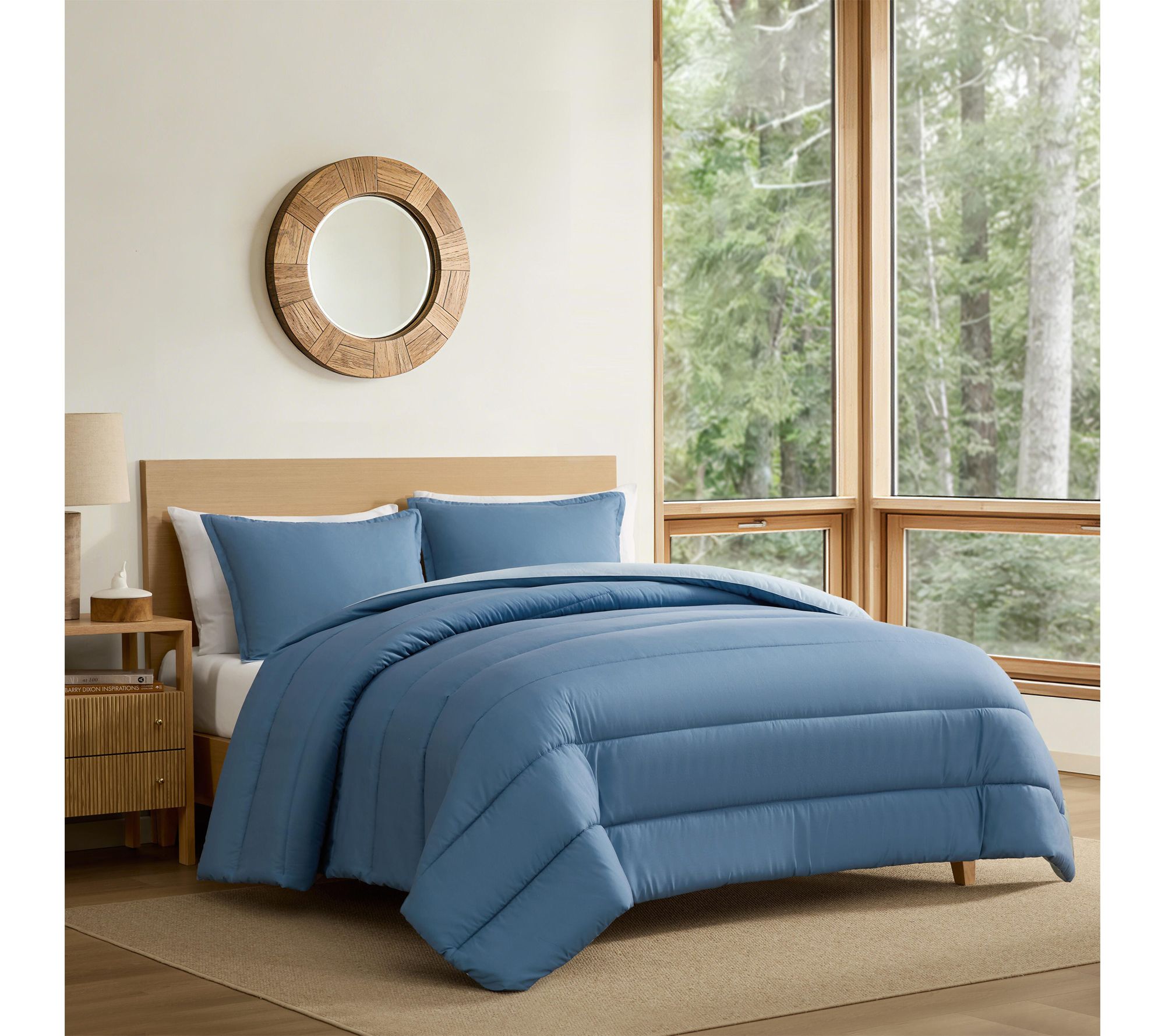 Eddie Bauer Connor Solid Reversiblet Blue KingComforter Set