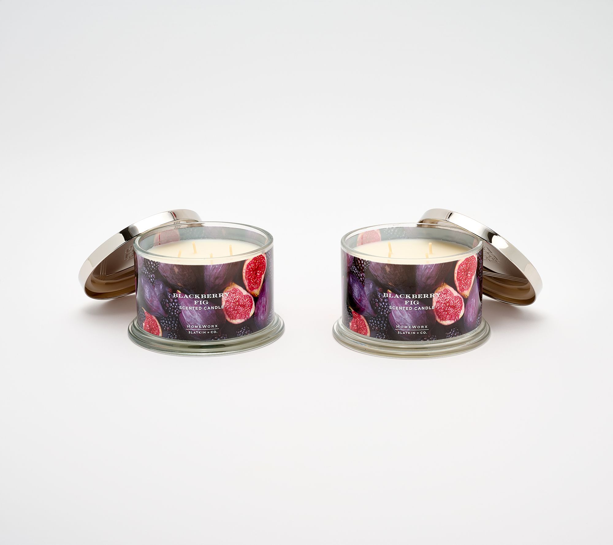 HomeWorx by Slatkin + Co. S/2 18oz Blackberry Fig Candles
