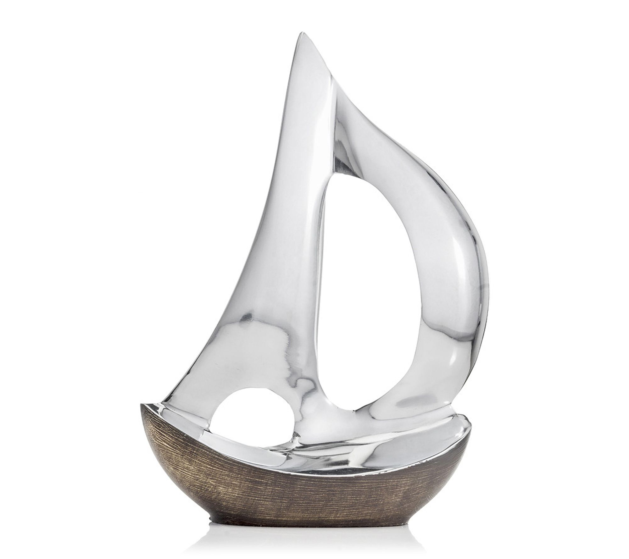 HomeRoots 12" Brown Silver Aluminum Sailboat Sculpture