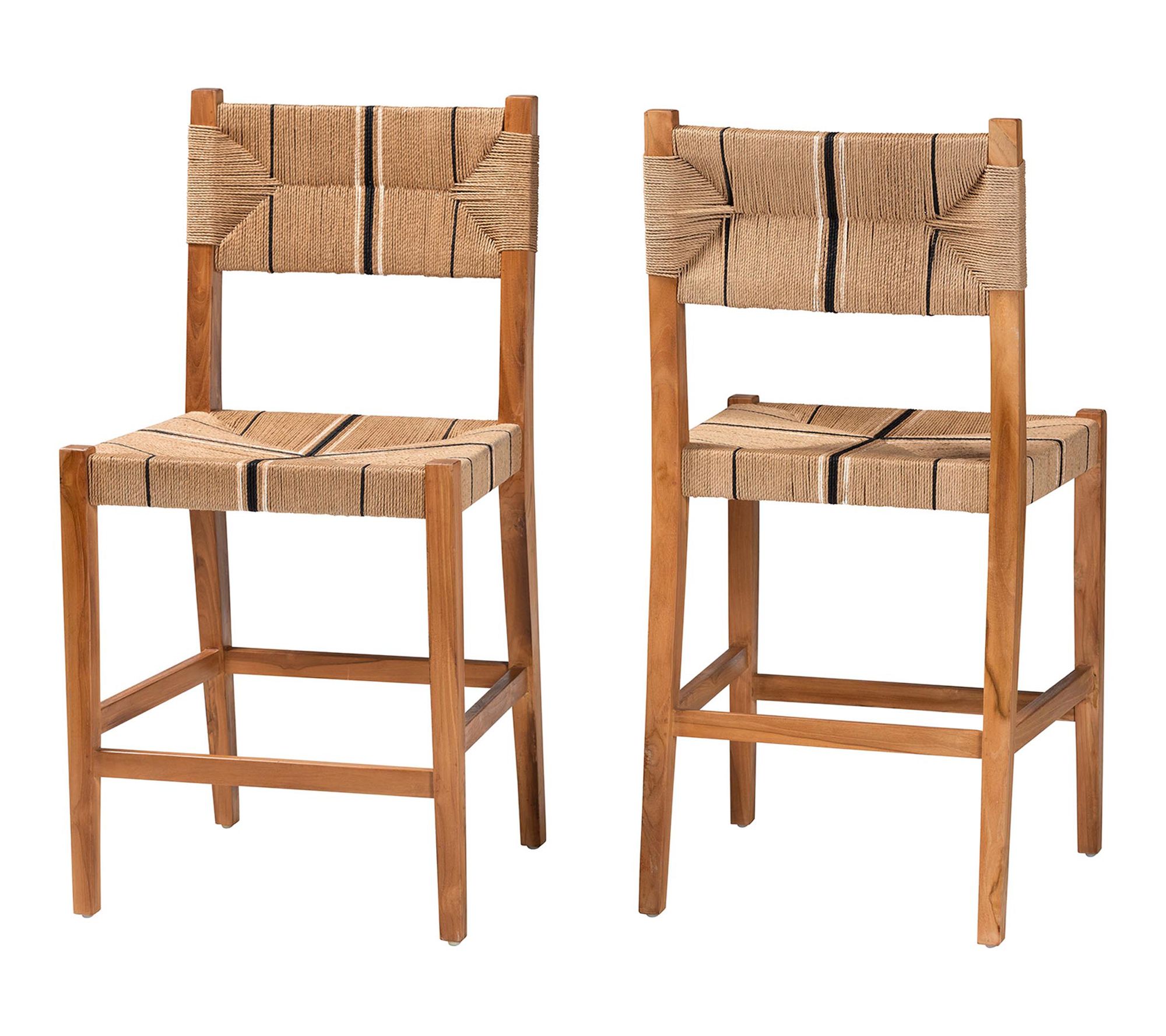 bali & pari Prita Paper Loom and Wood Counter Stool Set of 2
