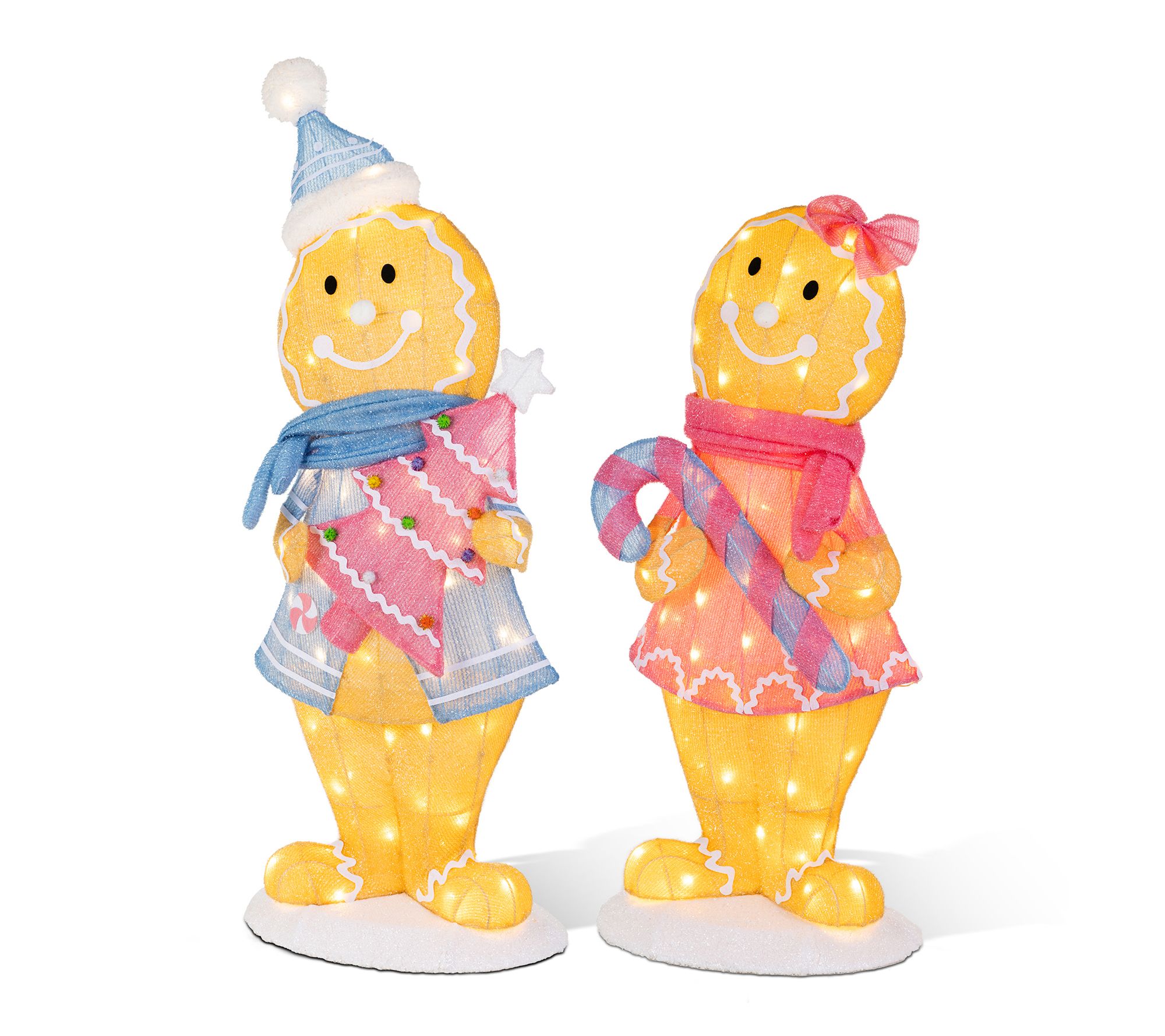 Glitzhome 41.25"H Set of 2 Christmas 3D Fabric Gingerbreadman
