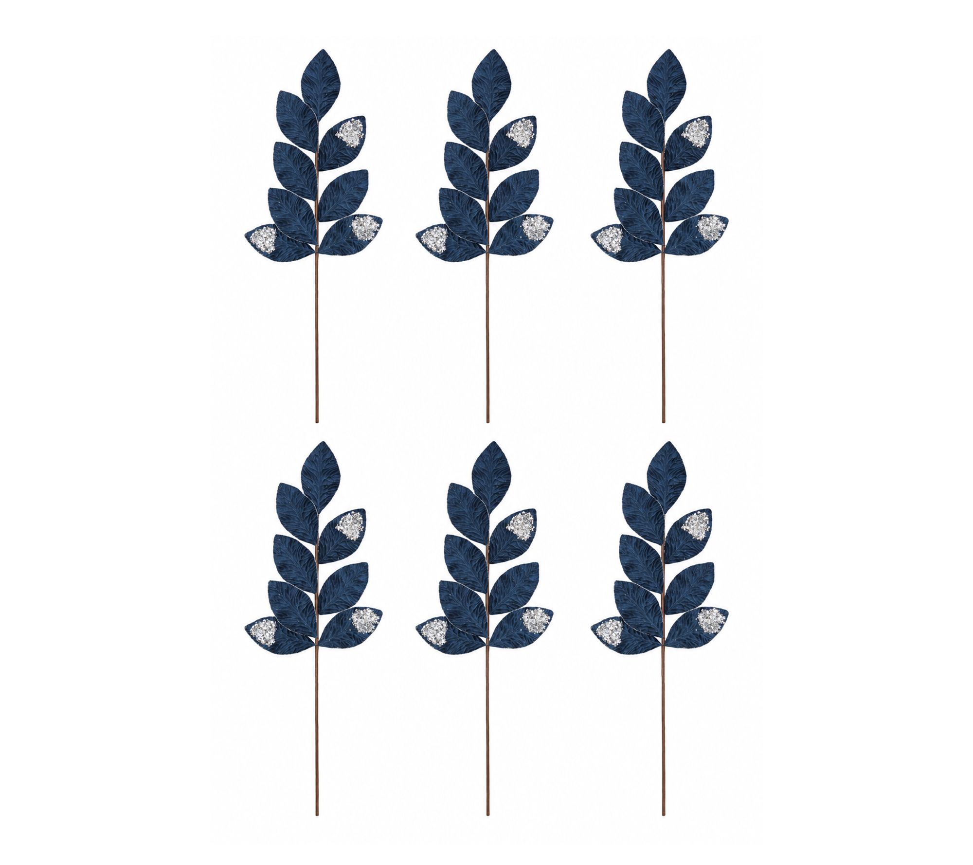RC Home Decor -Navy Blue & Silver Christmas Picks or Leaf