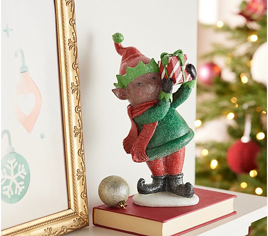 10" Elf Figure with Gift or Sack by Valerie