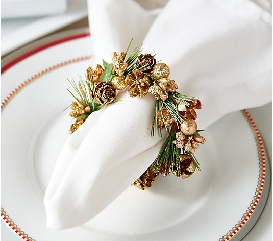 Set of 6 Pinecone and Berry Napkin Rings by Valerie