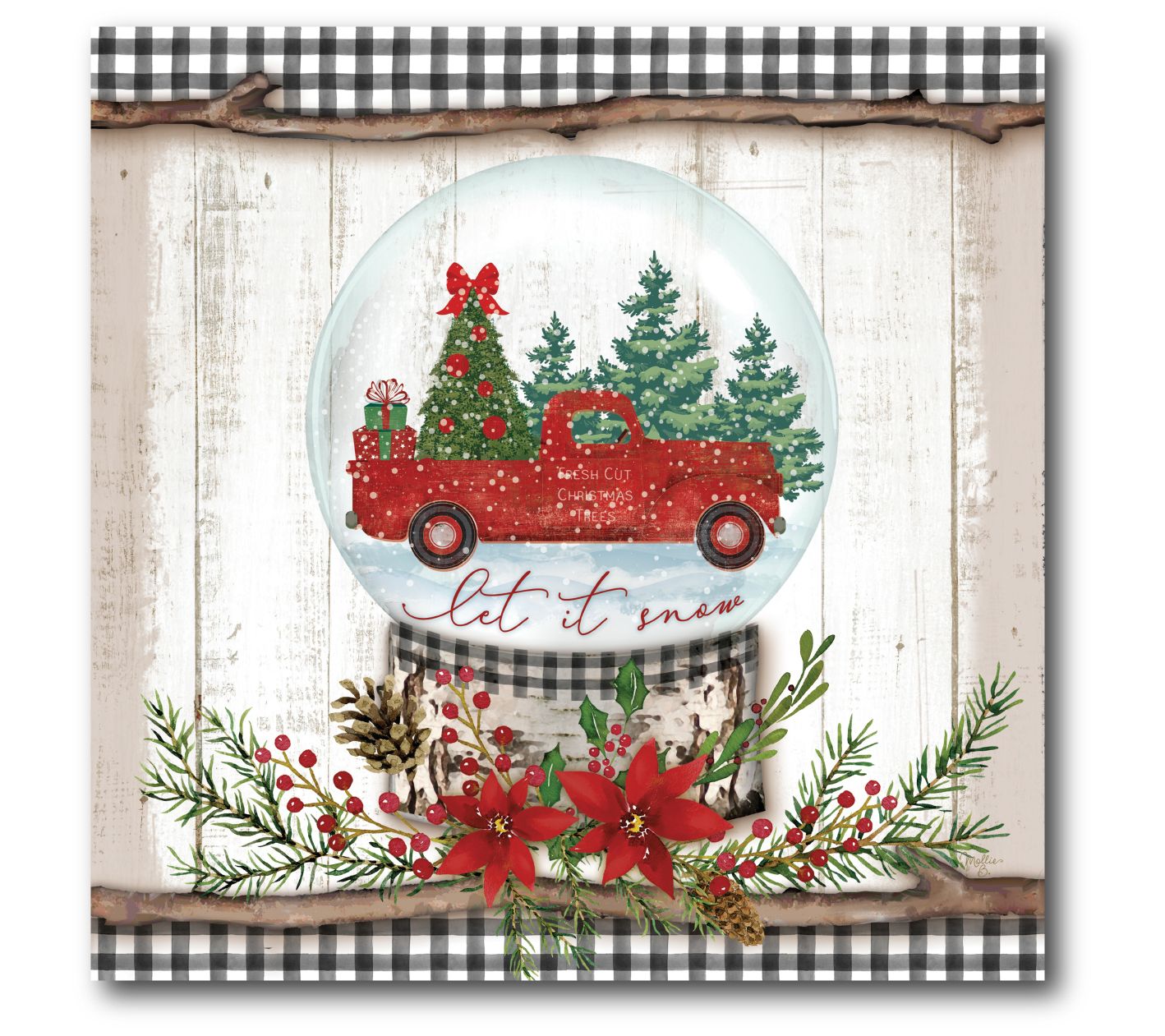 Courtside Market Let it Snow Red Truck 16x16 Ca nvas