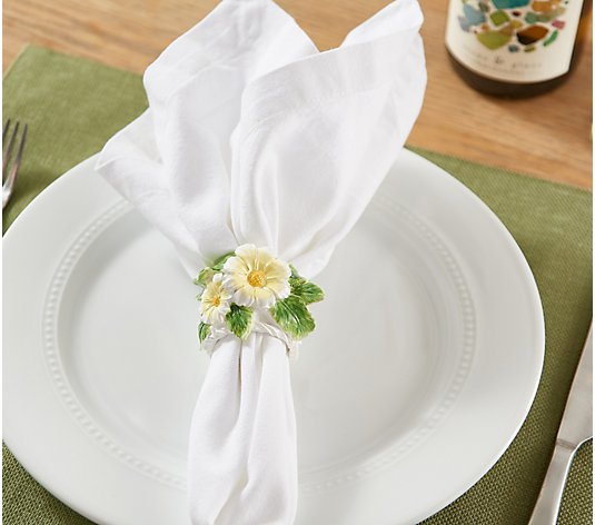 Set of 4 Floral Napkin Rings by Valerie