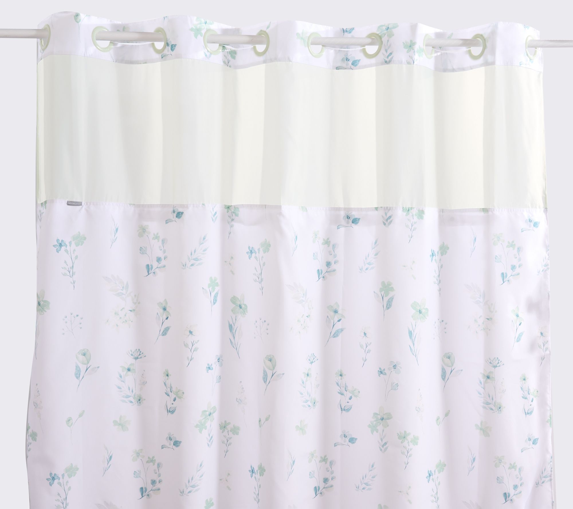 Hookless Floral Shower Curtain with Fabric Liner 