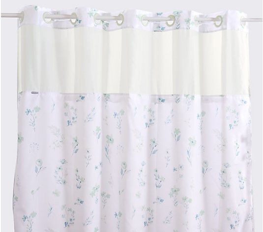 Hookless Floral Shower Curtain with Fabric Liner