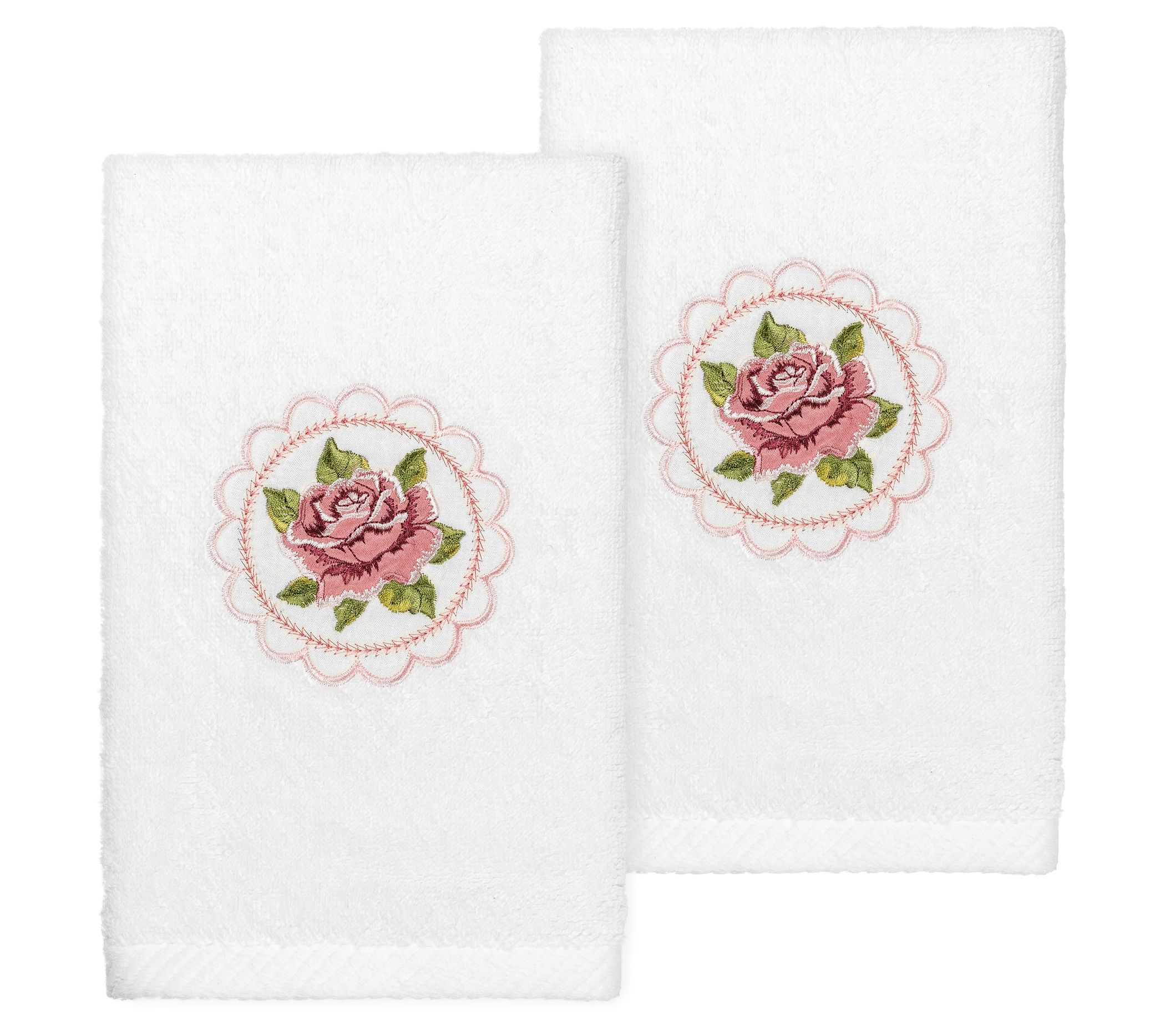 Linum Home Textiles Set of 2 Rosalee Embroidere d Hand Towels