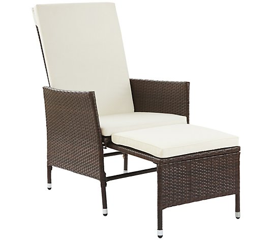 Peaktop Patio Chair with Pull-Out Ottoman and Cushions