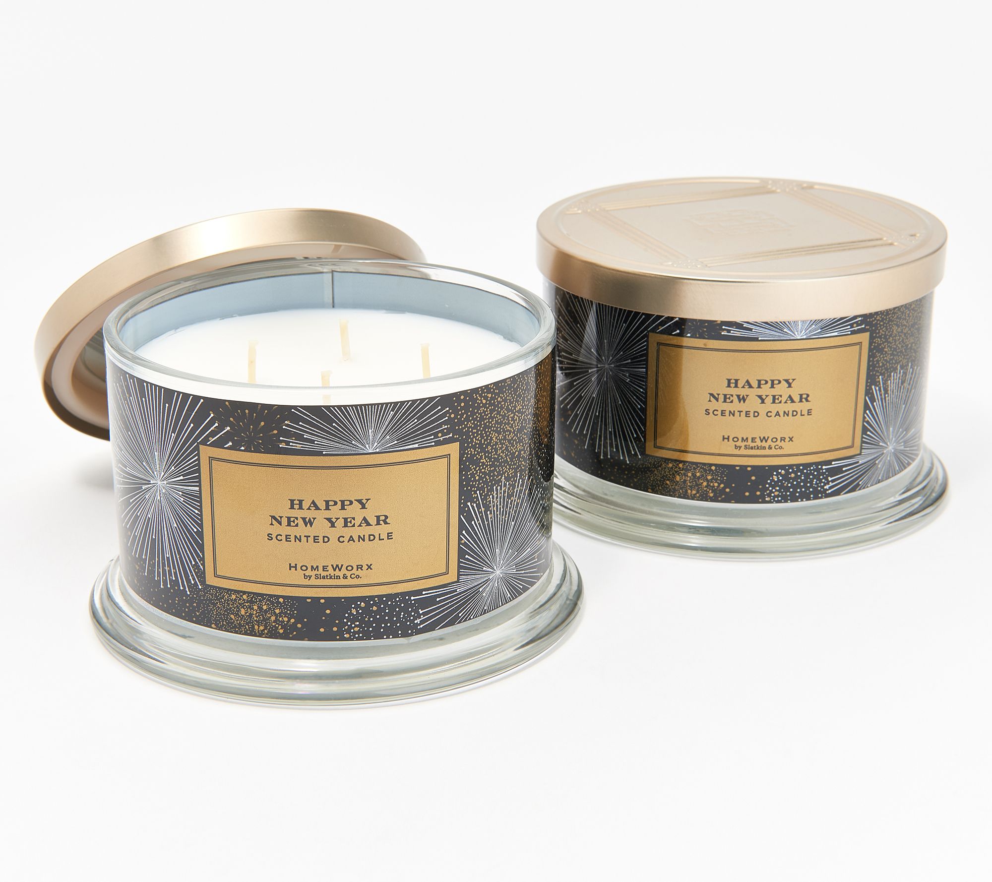 HomeWorx by Slatkin & Co. S/2 18oz Happy New Year Candles - QVC.com