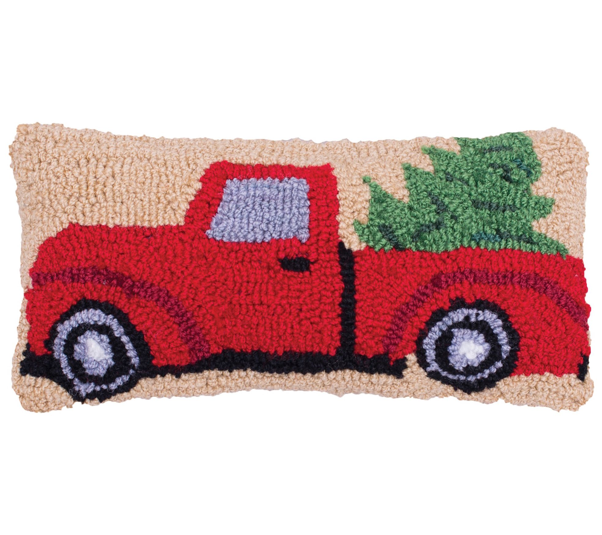 C&F Home 6" x 12" Christmas Truck Hooked Petite Throw Pillow