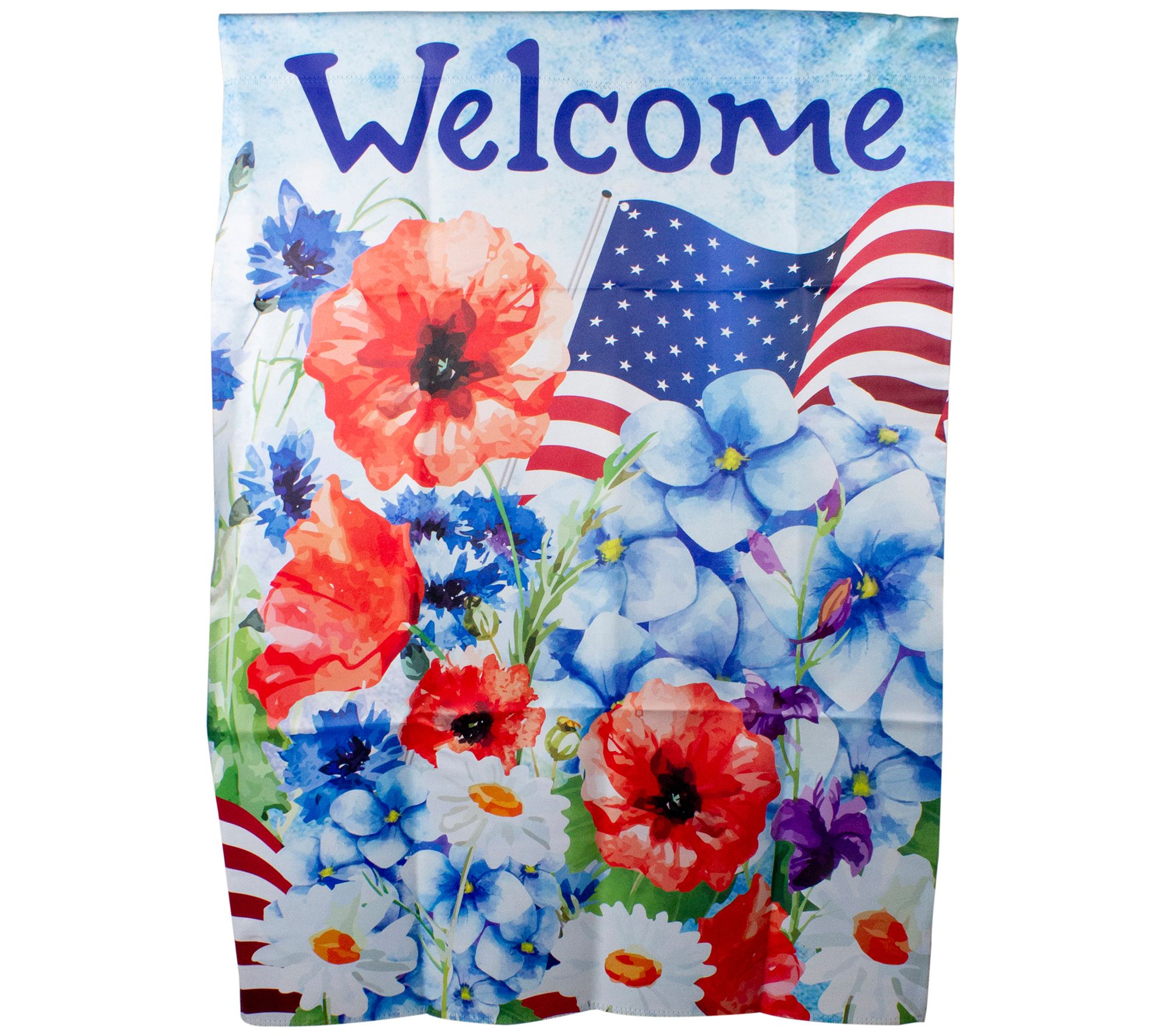 Northlight Welcome Patriotic Floral House Flag 28" x 40"