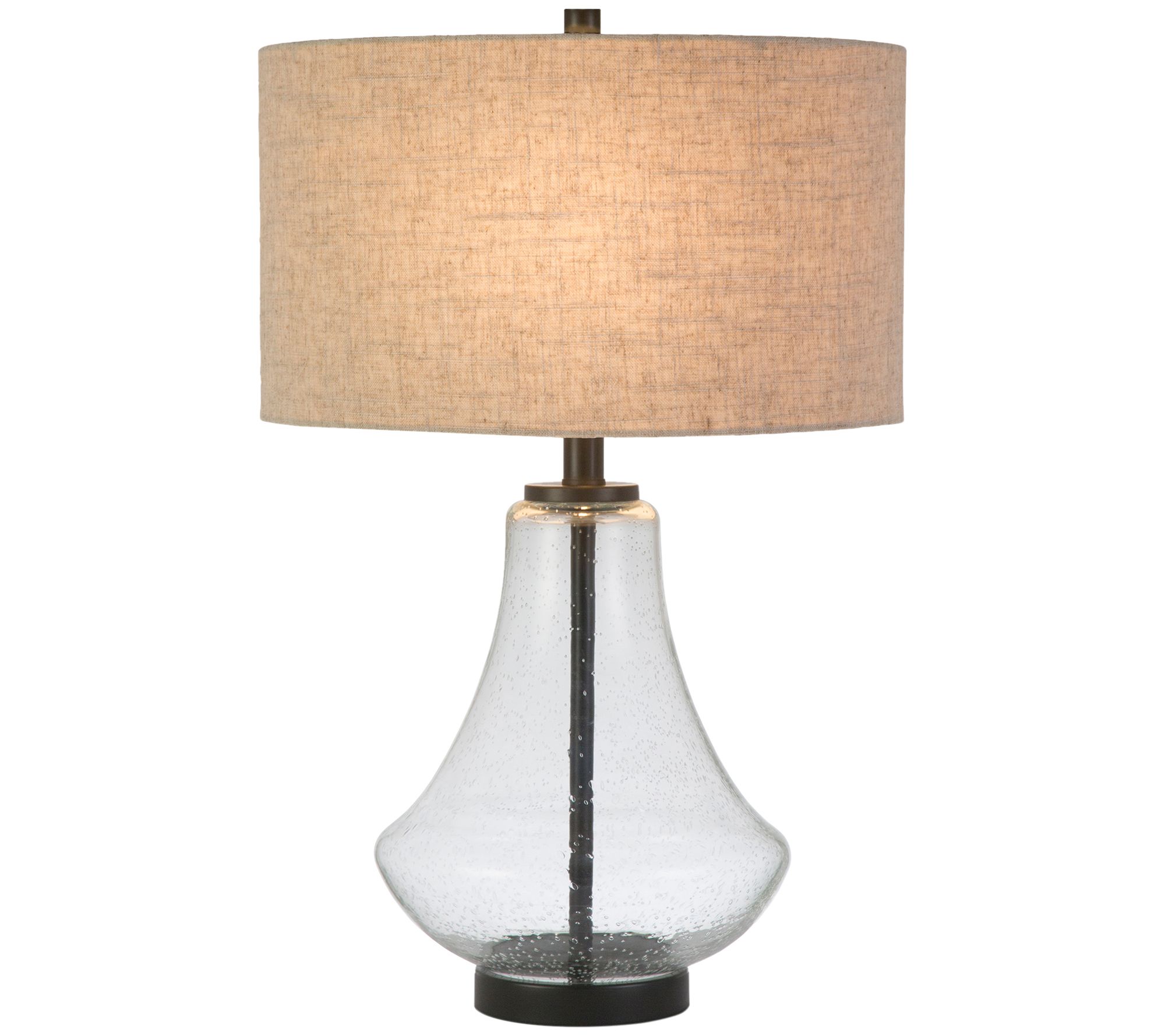 Hudson & Canal Lagos Table Lamp Seeded Glass With Flax Shade