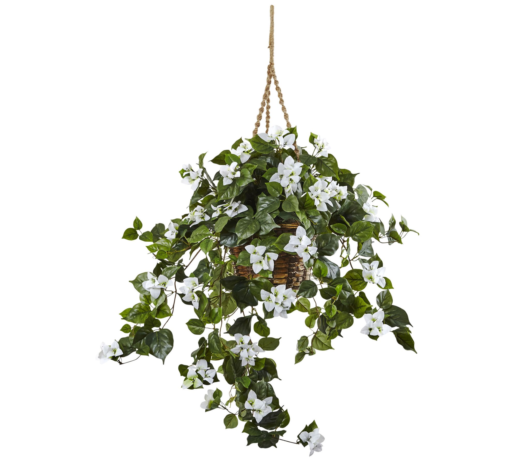 28" Bougainvillea Hanging Basket by Nearly Natural