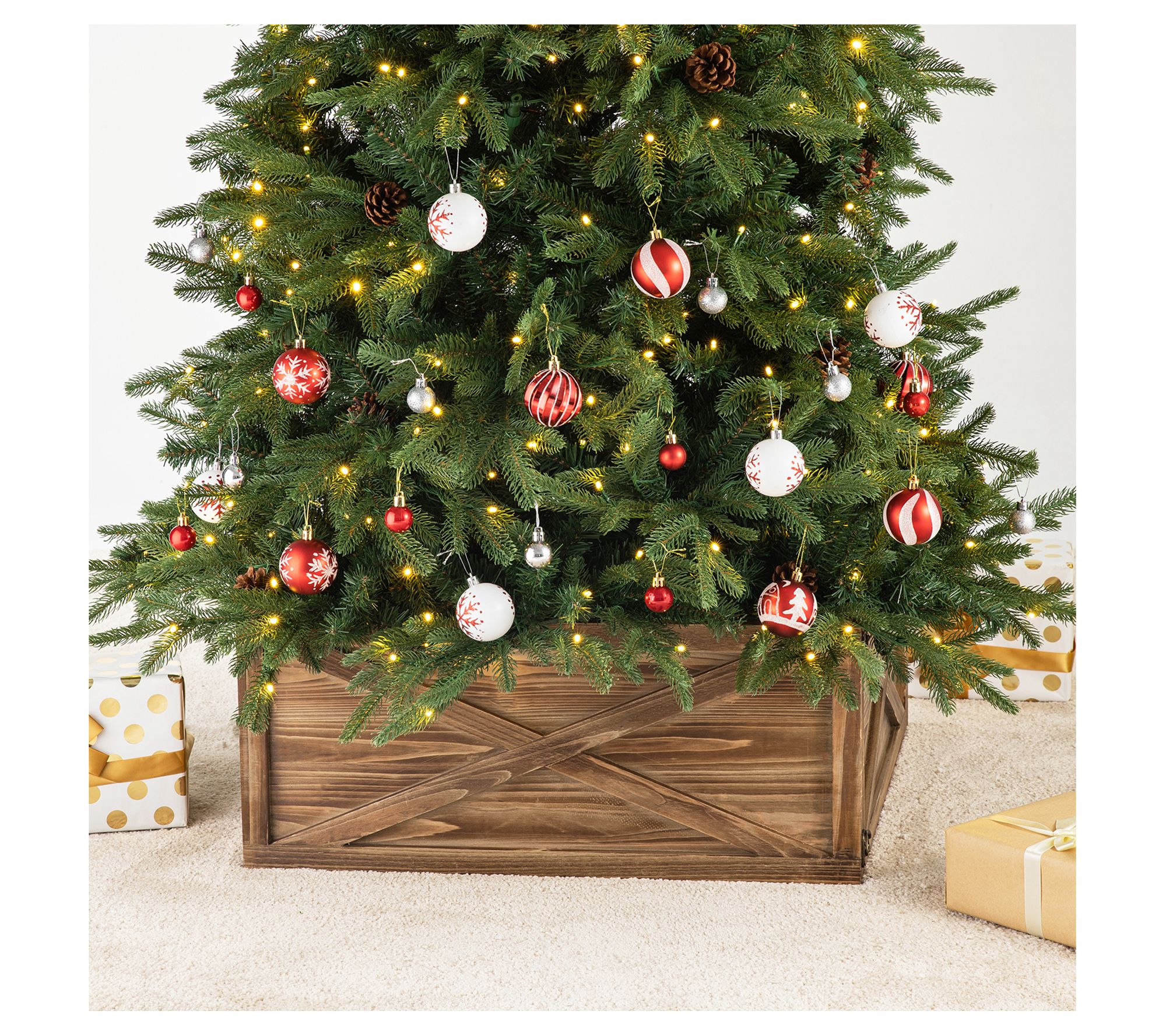 Glitzhome Farmhouse Wooden Christmas Tree Collar 22" Med