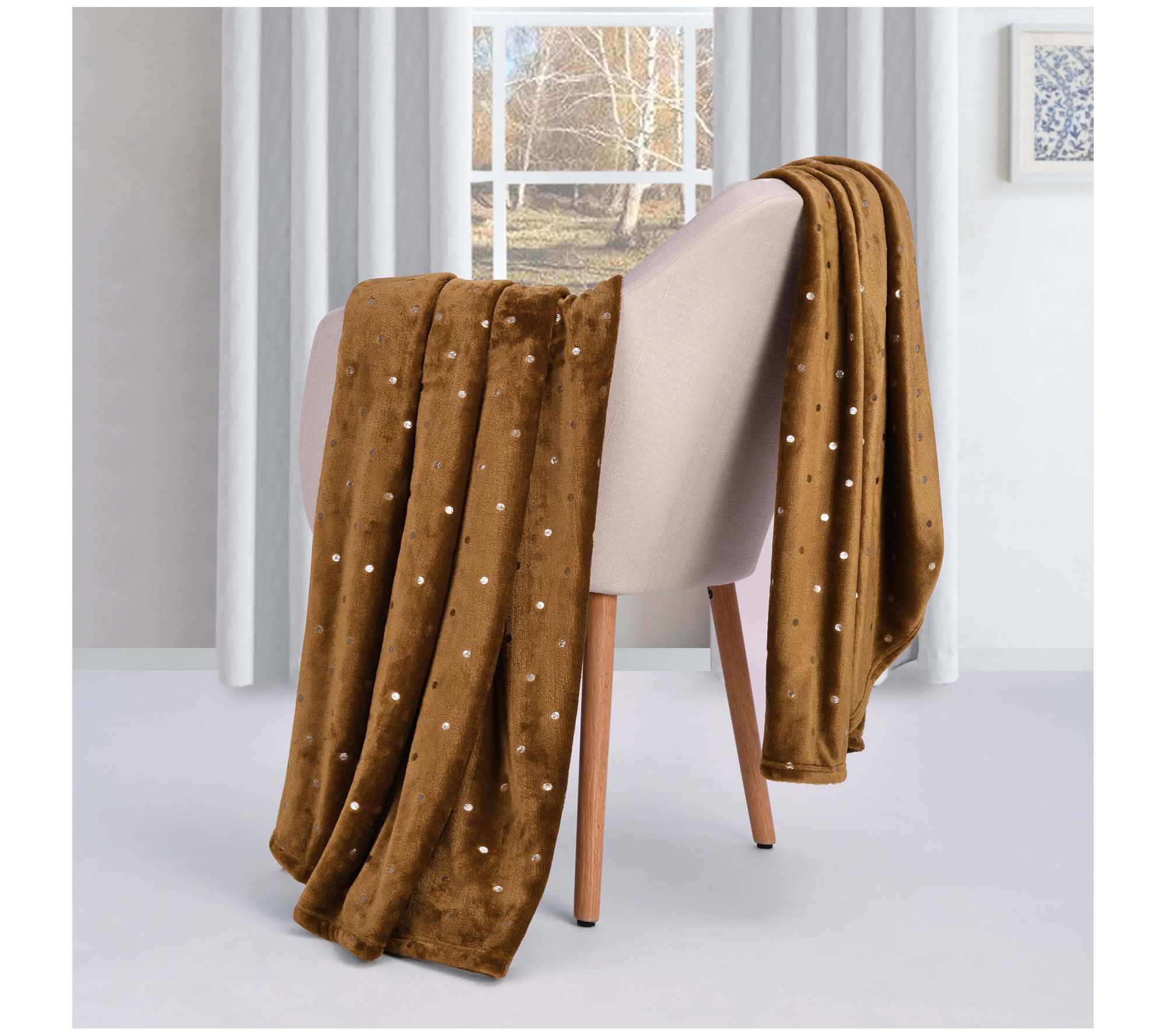 Superior Metallic Polka Dot Ultra-Plush Fleecerow Blanket