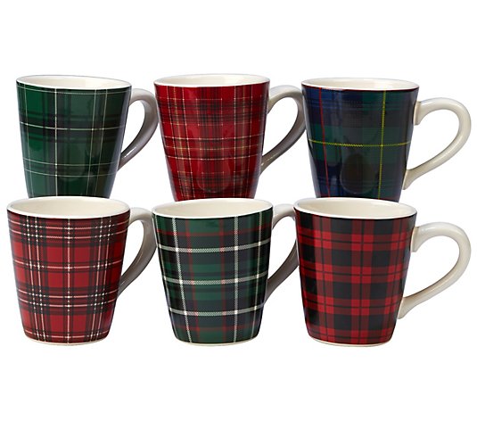 Certified International Christmas Set of 6 Plaid Mug