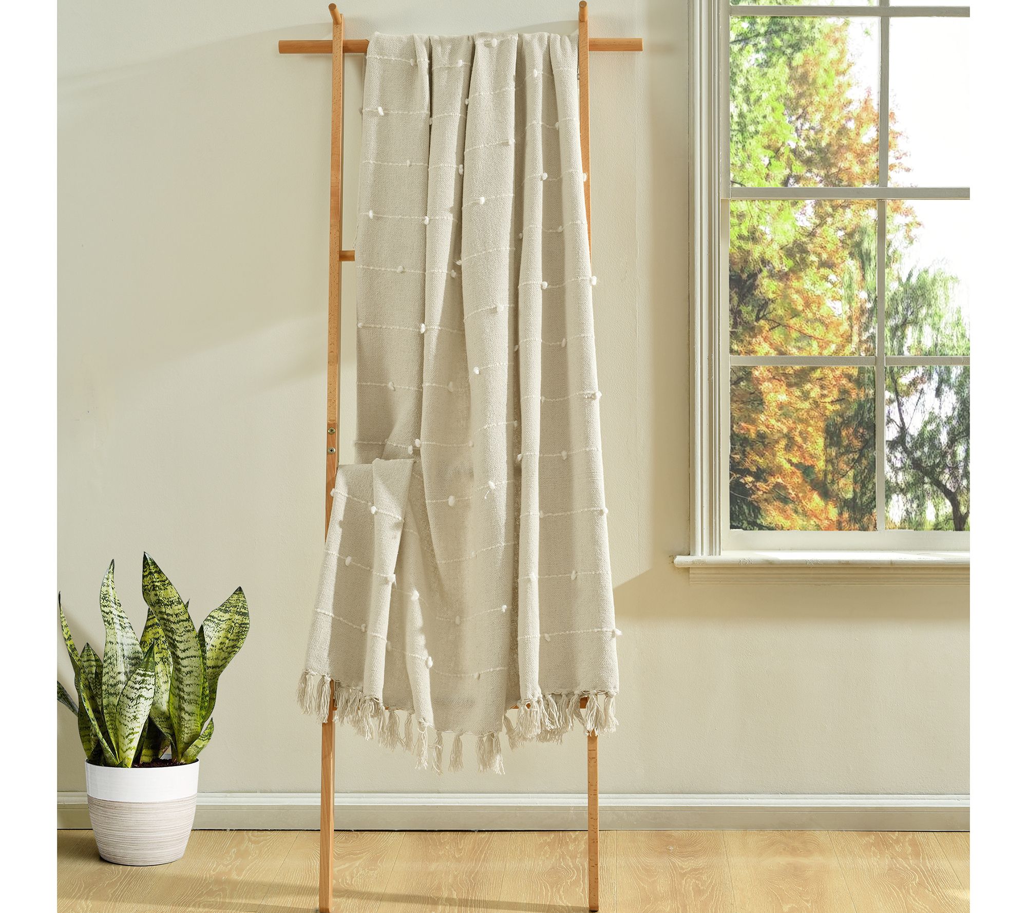 Boho Tufted Cotton Woven Tassel Fringe Throw byLush Decor