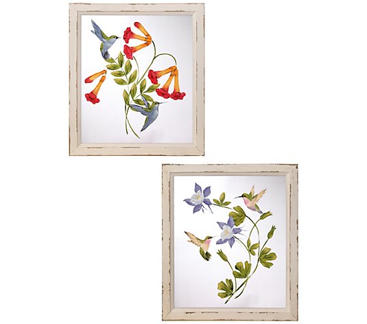 Frame Hummingbird & Flower Print 16" x 18" Setof 2 by Valerie