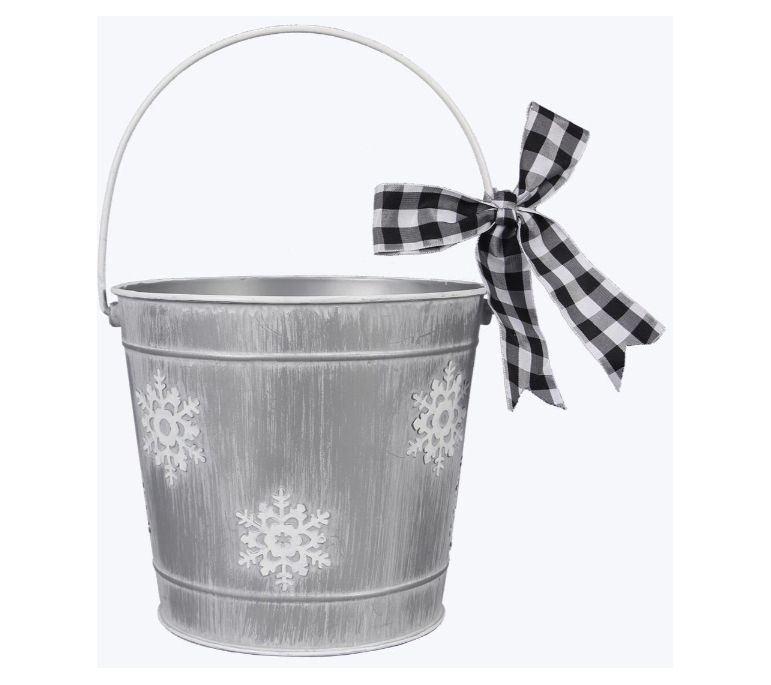 Young's Metal Christmas Snow Bucket, Set of 2