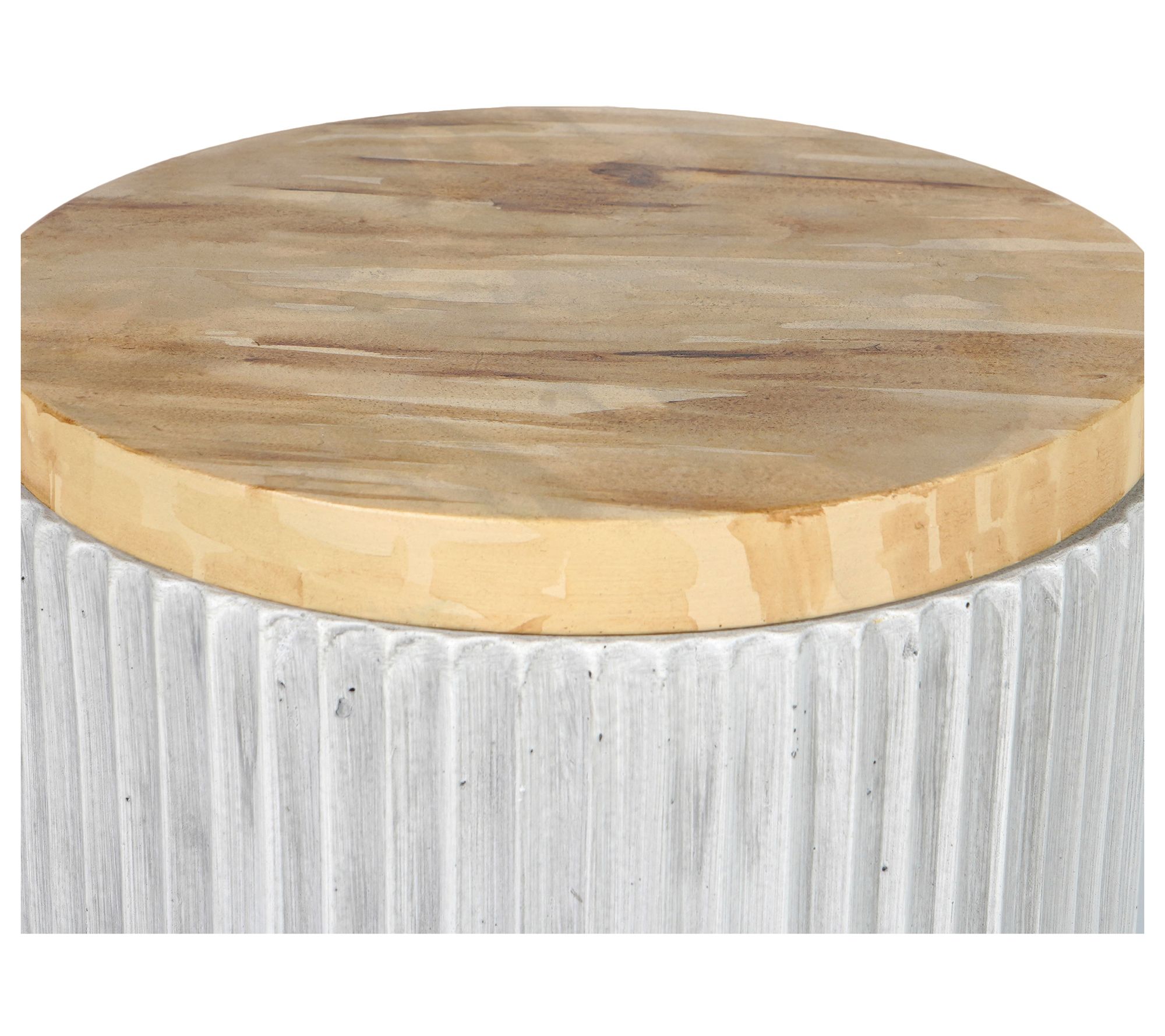 LuxenHome Gray Cement Indoor/Outdoor Side Table with Storage