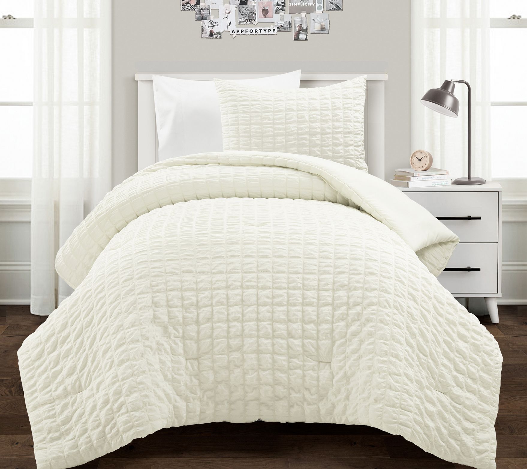 Lush Decor Crinkle Textured Dobby Comforter 2-Piece Twin XL