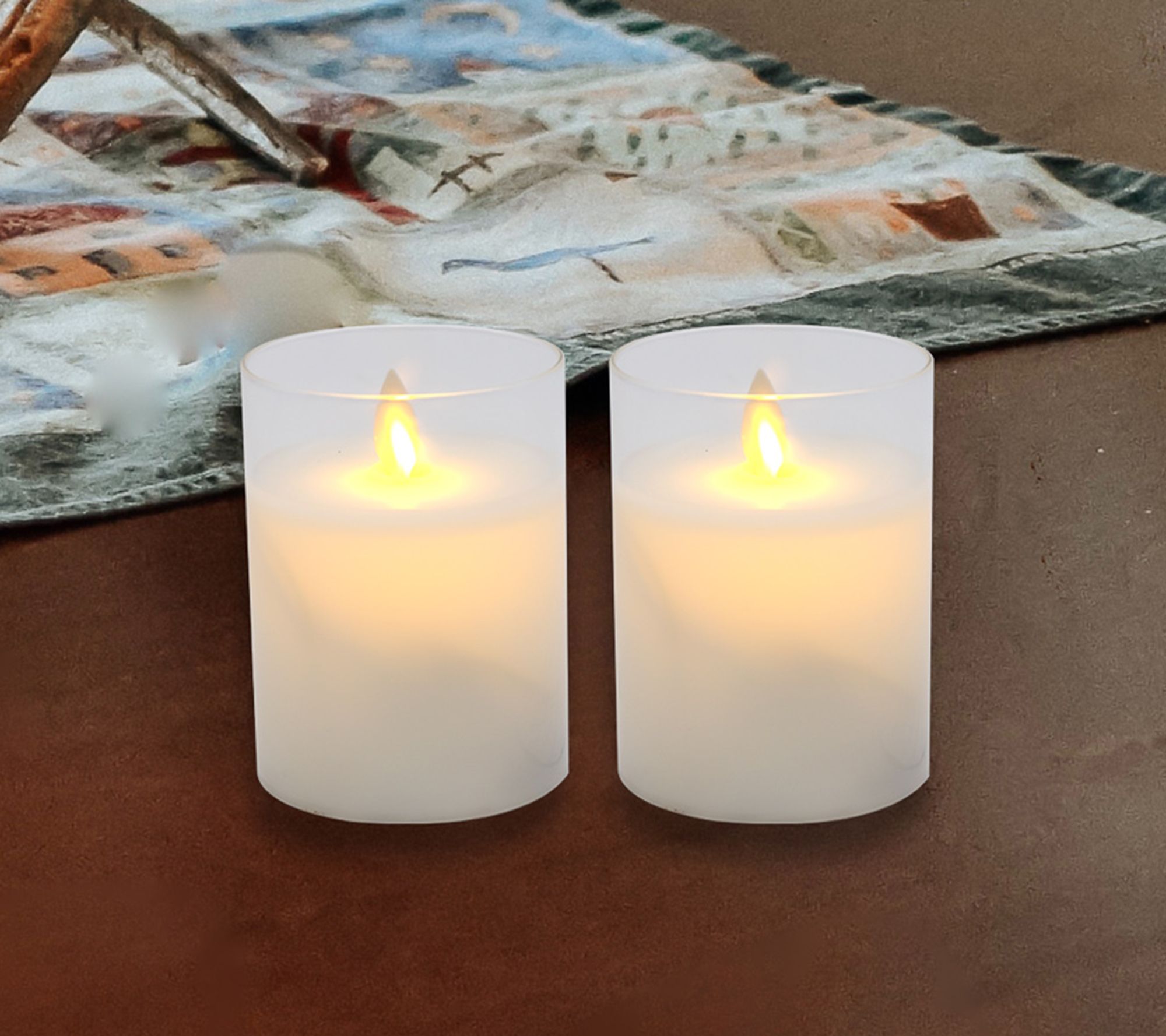 LumaBase B/O LED Glass Candles w/Moving Flame-ct
