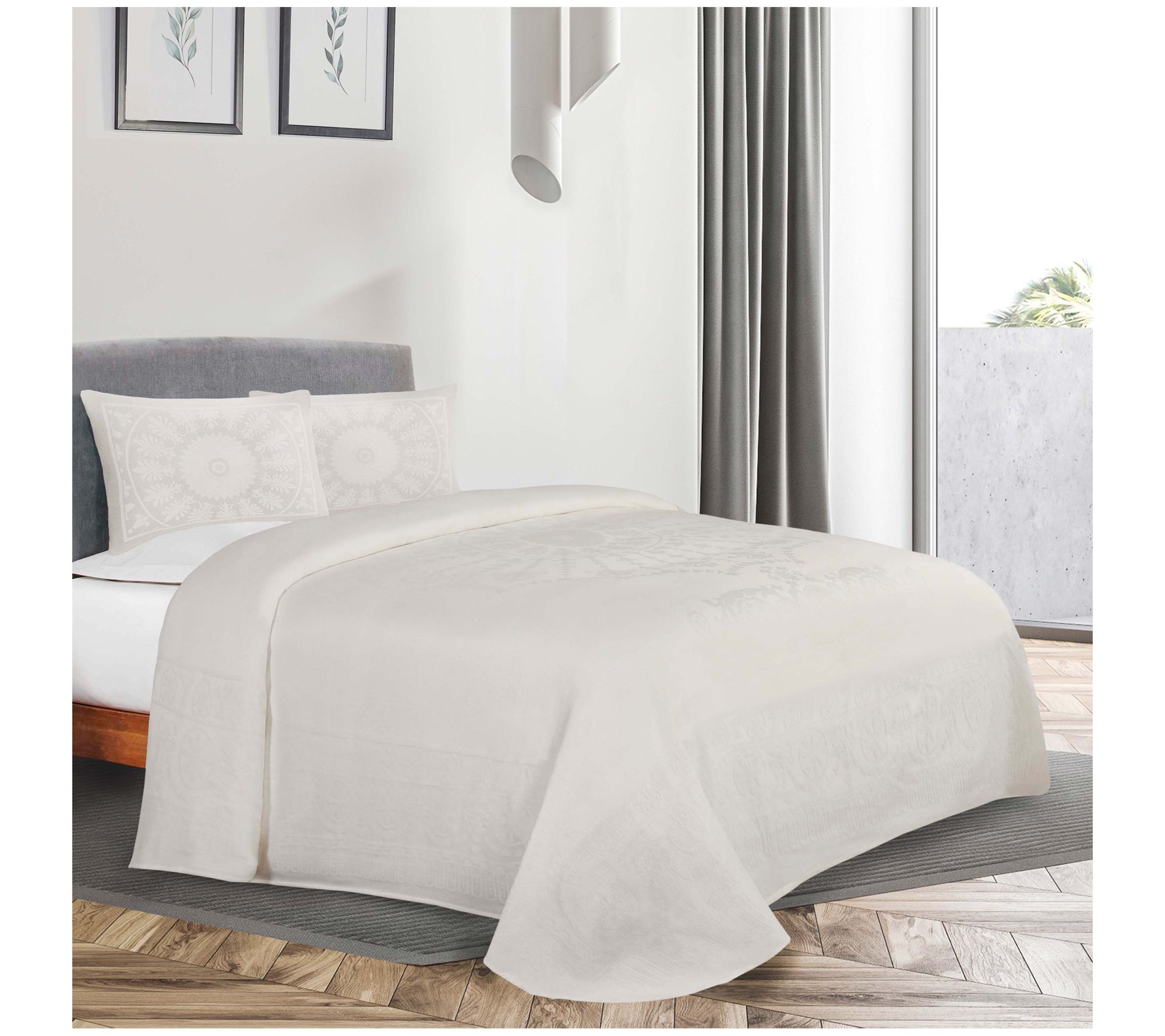 Superior 3-Piece Kymbal Cotton Blend Off-White Bedspread Set, Queen