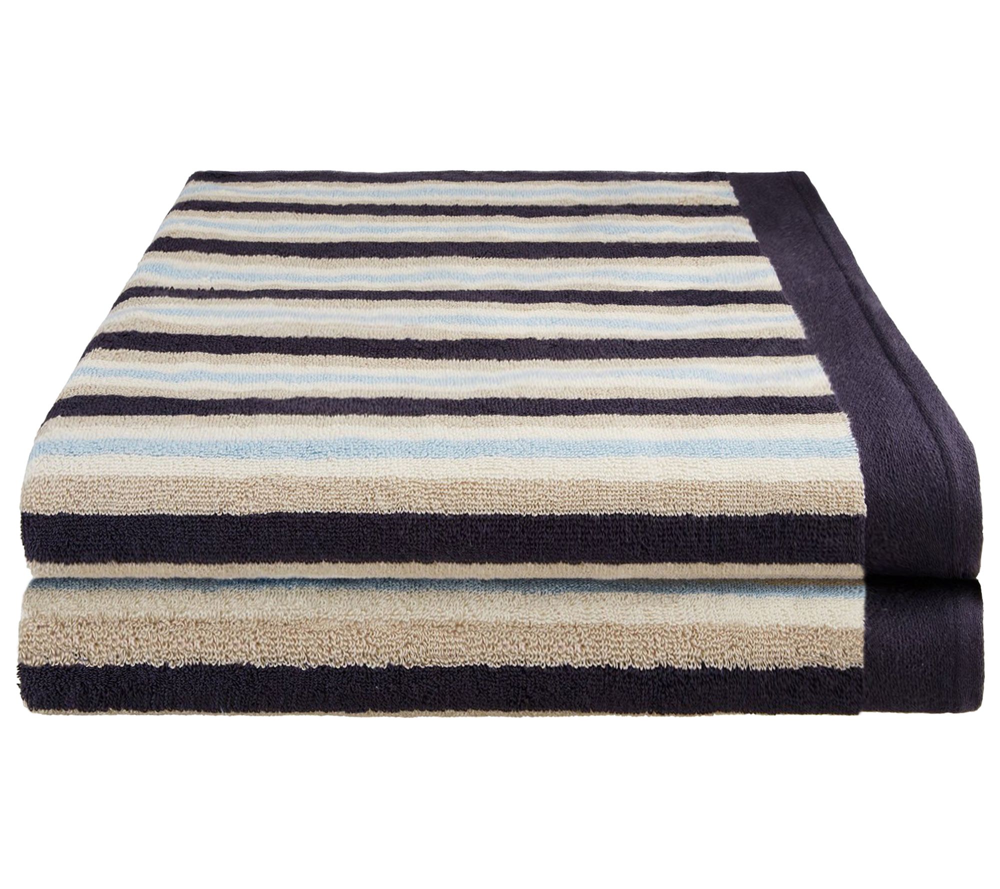 Superior Stripe Long Staple Co mbed Cotton Sof t Bath Sheet