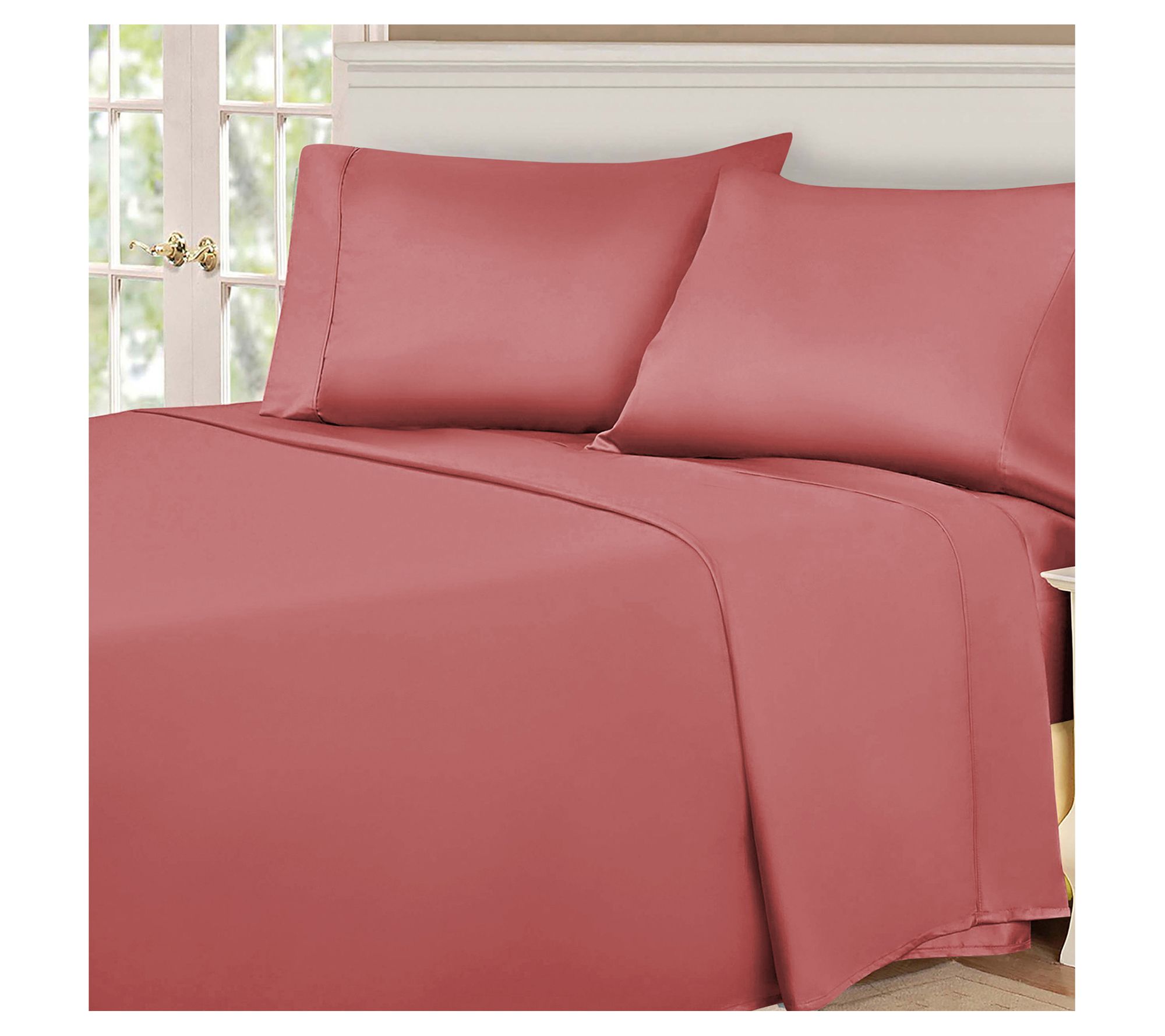 Superior Egyptian Cotton 400 Thread Count Solid Sateen Sheet Set (King - Pink)