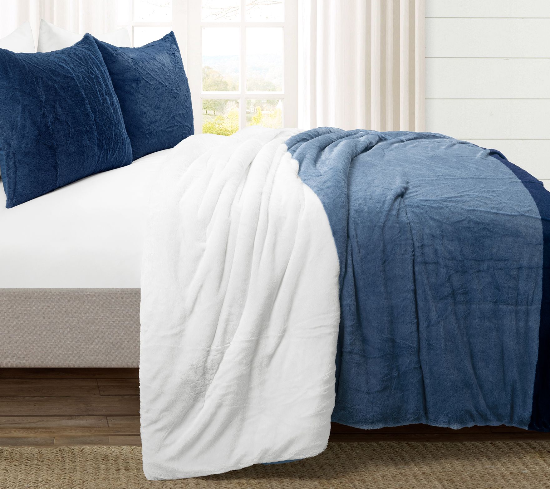 Lush Decor Farmhouse Color Block Ultra Comforter 3Pc F/Q