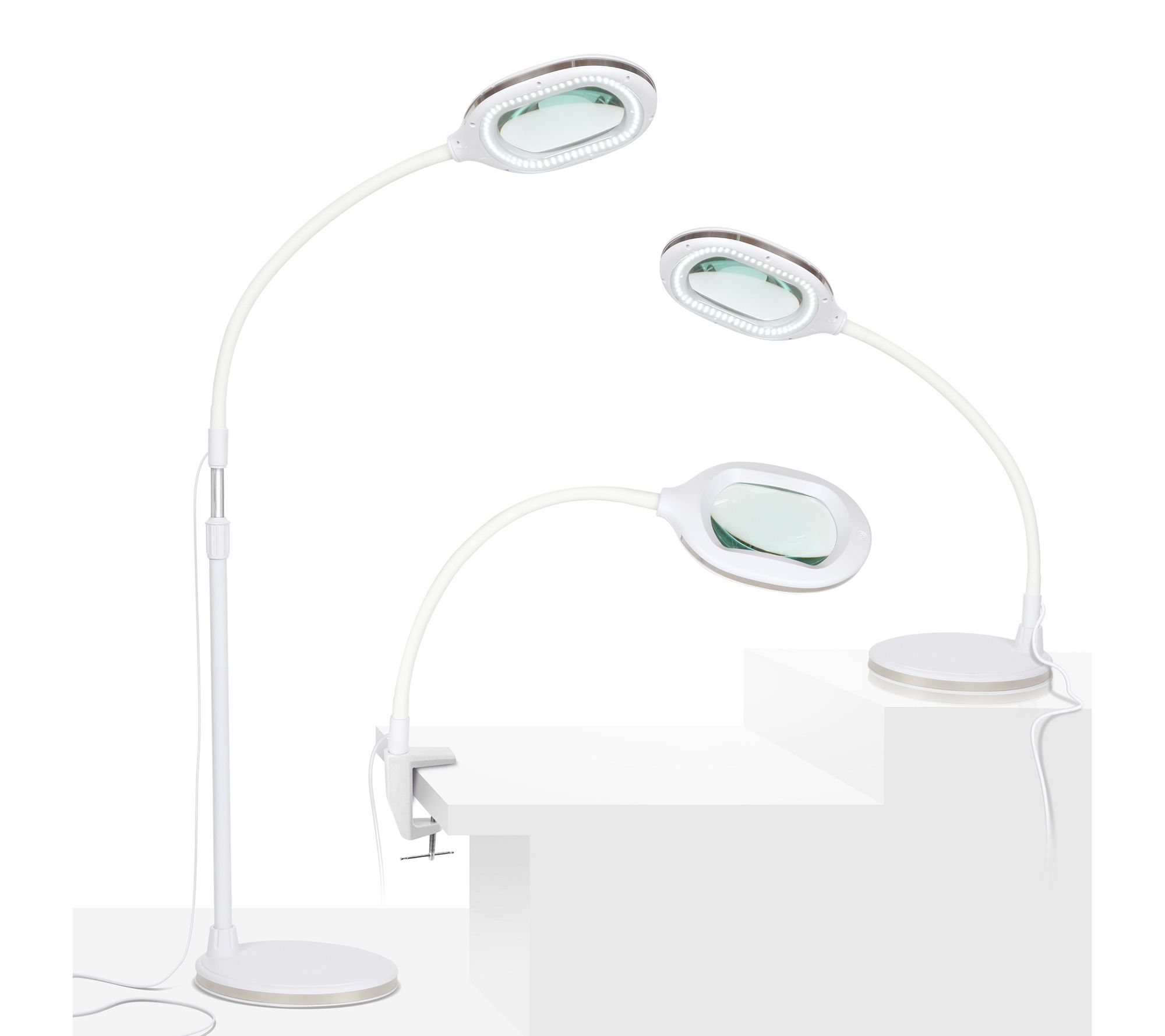 Brightech Light view 3 in 1 LED Magnifier Floo r and Desk Lamp