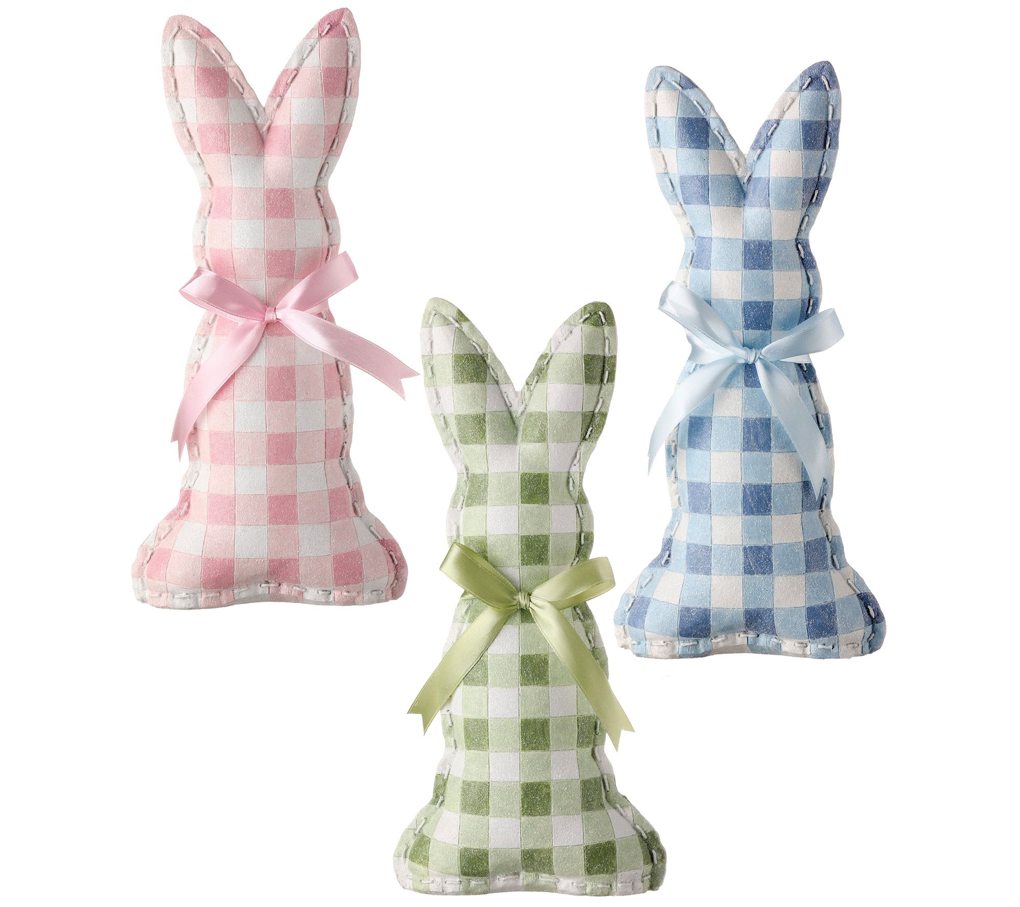 Checked Easter Bunny With Bow 12" Set of 3 By Valerie
