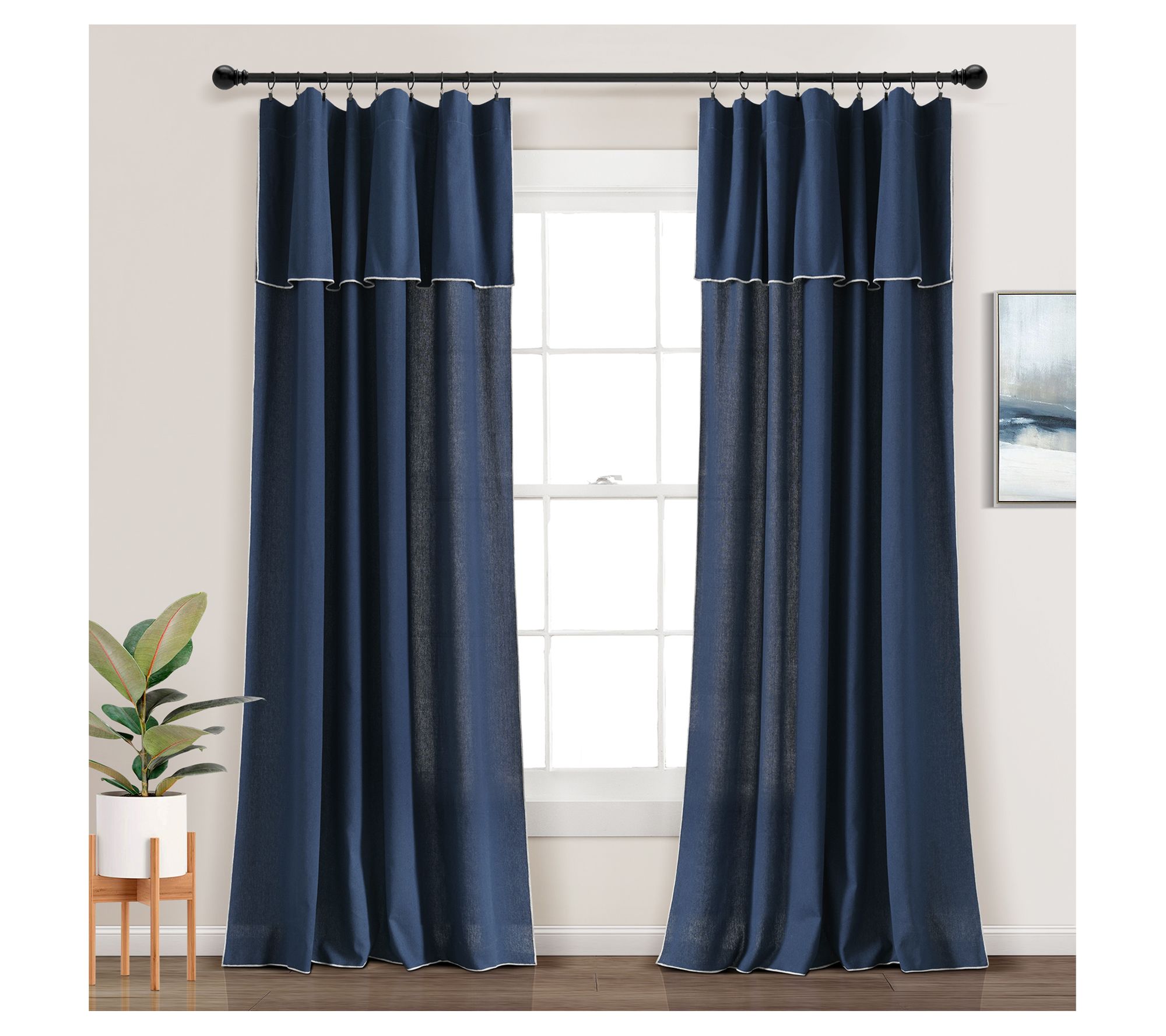 Modern Faux Embroidered Window Curtain 52X84 byLush Decor