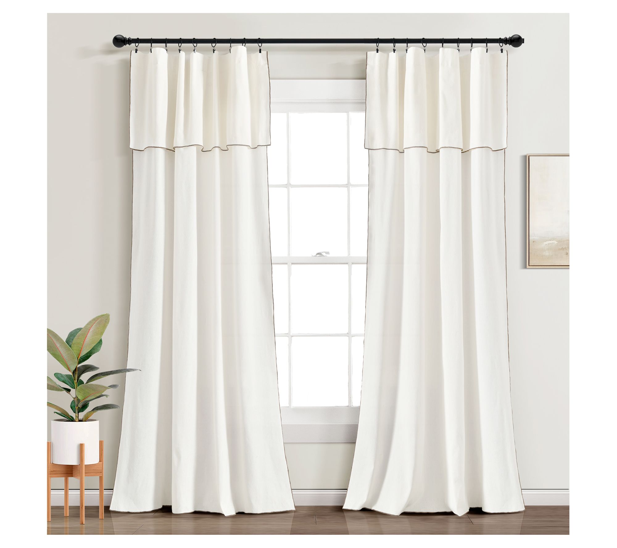 Modern Faux Embroidered Window Curtain 52X84 byLush Decor