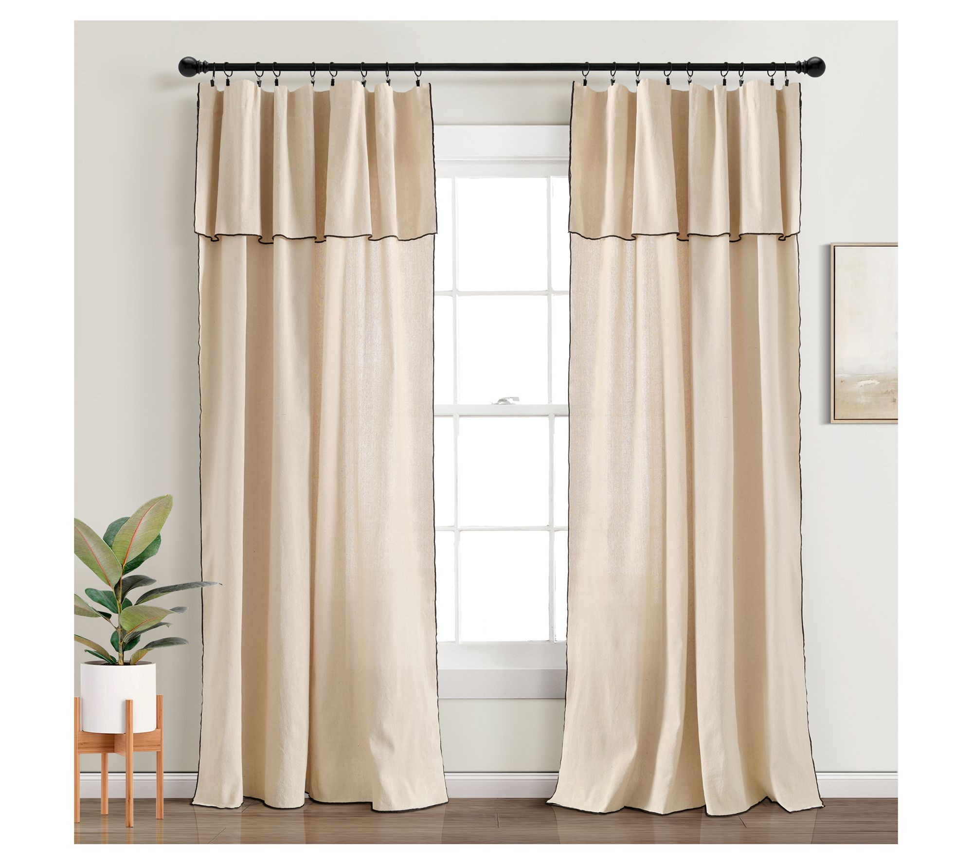 Modern Faux Embroidered Window Curtain 52X84 byLush Decor