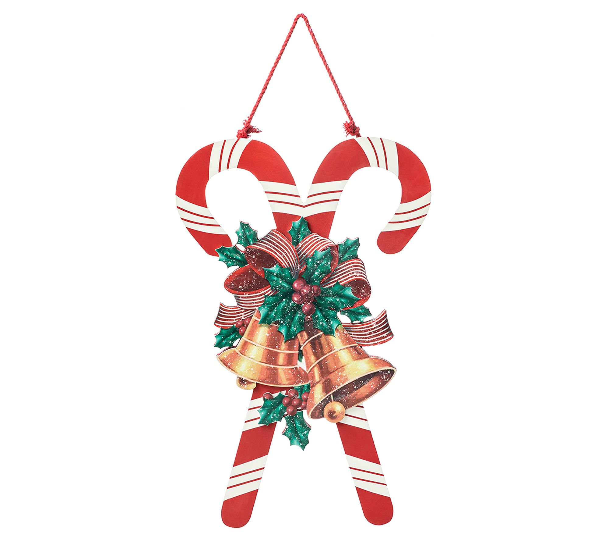 Glitzhome 20"H Wooden Christmas Candy Cane Wall  Decor